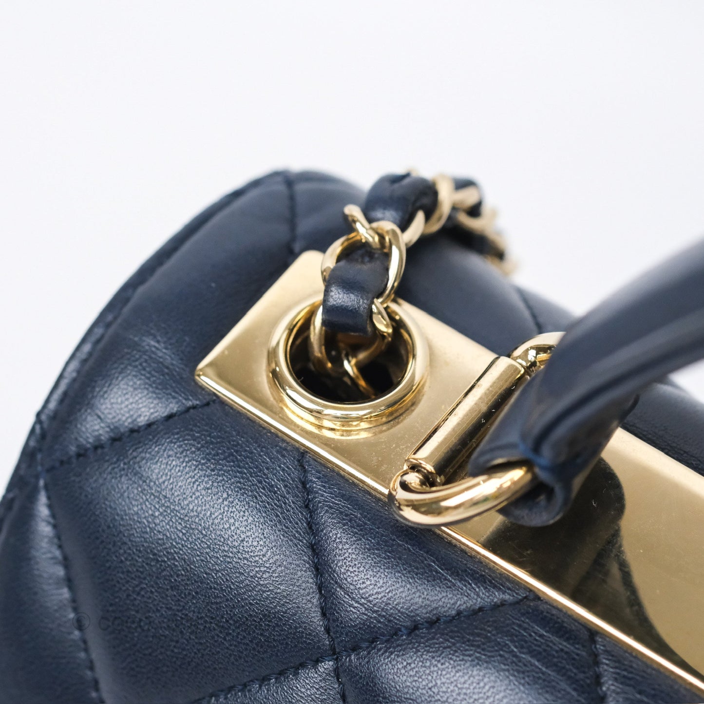 Chanel Small Trendy CC Navy Lambskin Gold Hardware