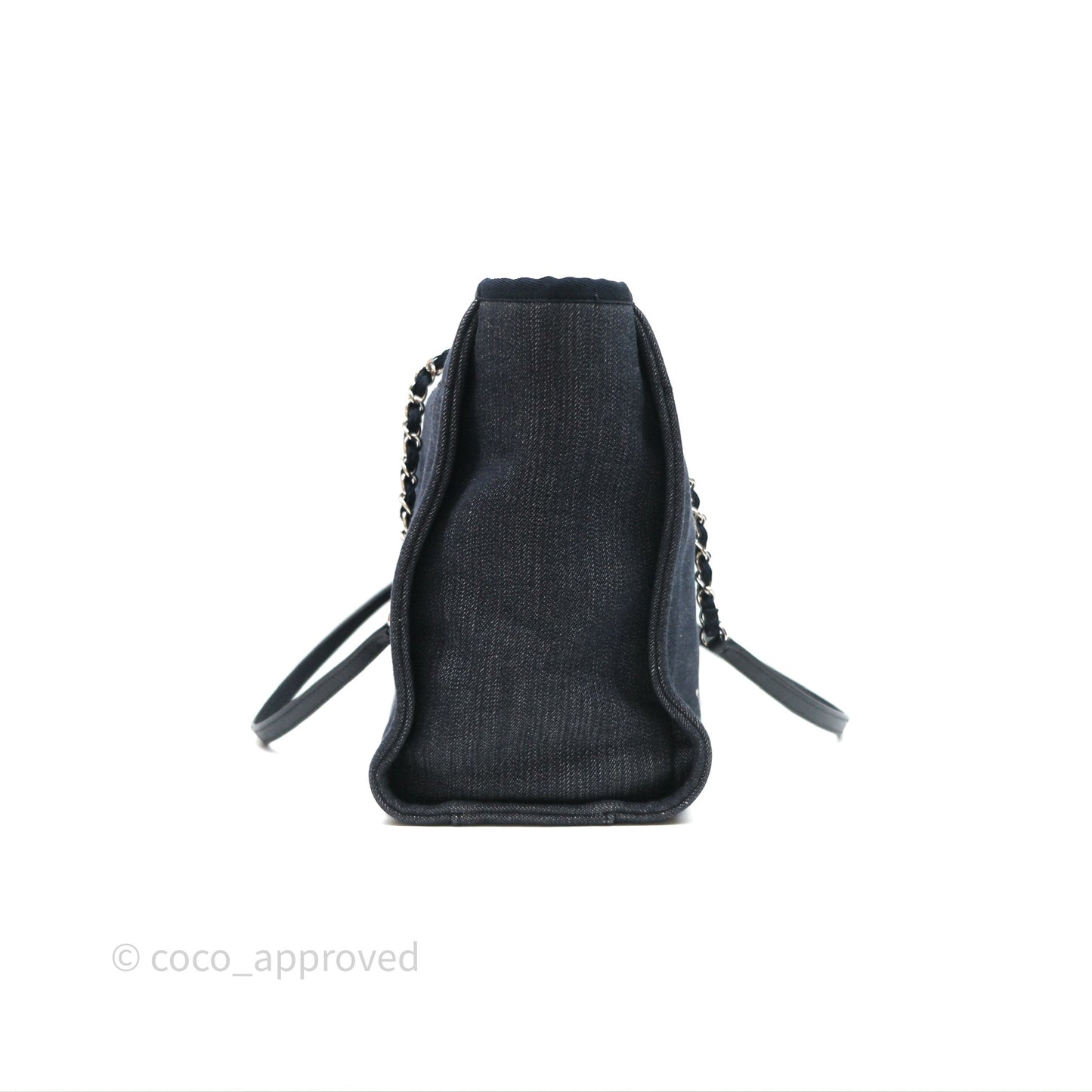 Chanel Medium Deauville Navy Canvas Silver Hardware