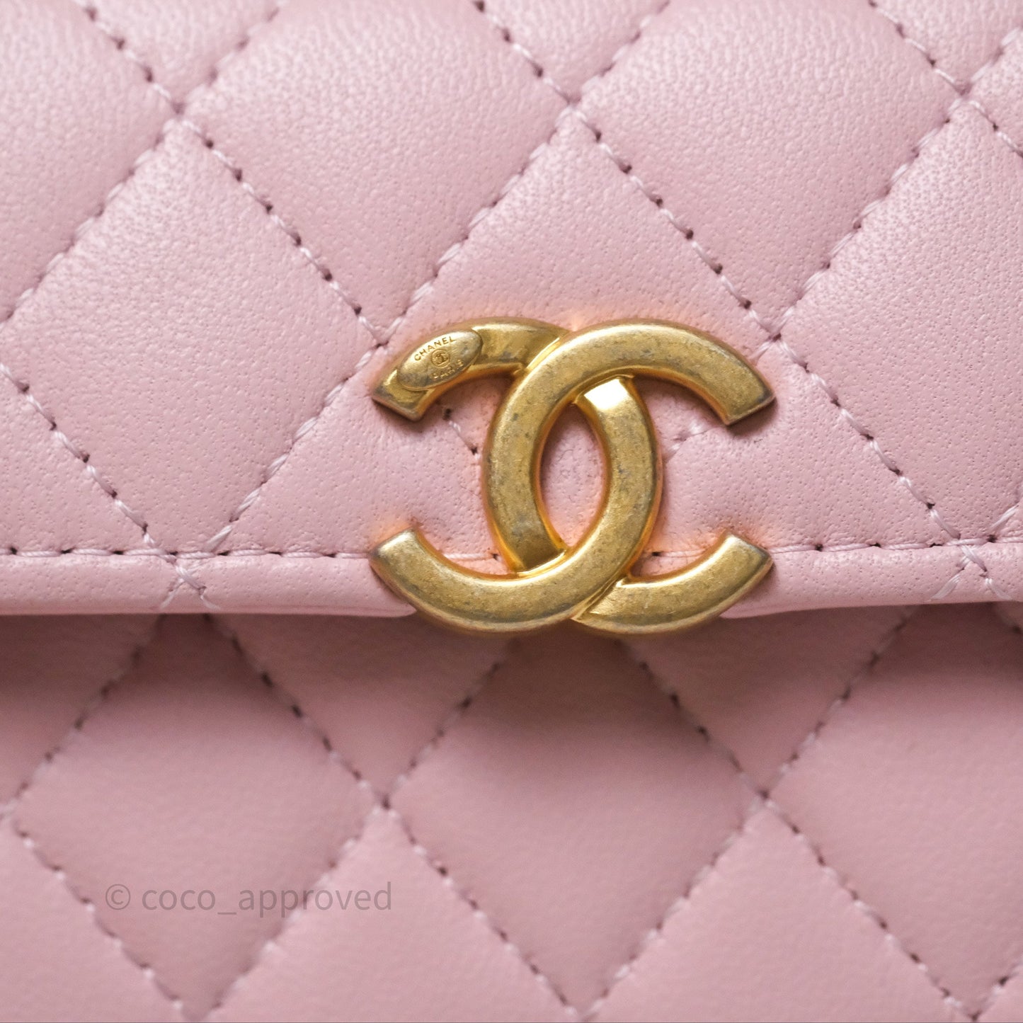 Chanel Mini Enamel Handle Clutch on Chain Pink Lambskin Gold Hardware 22B