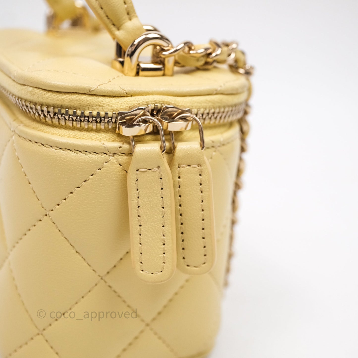 Chanel Mini Top Handle Vanity With Chain Yellow Lambskin Gold Hardware