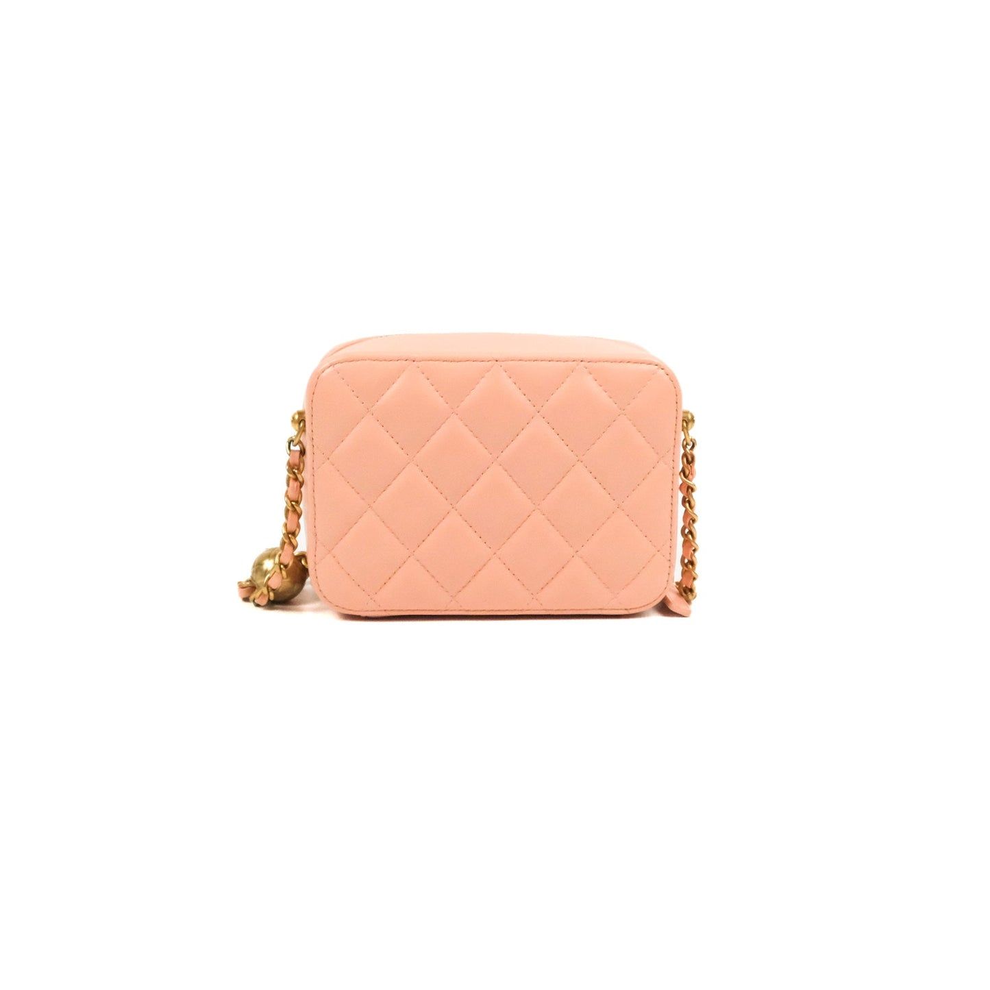Chanel Mini Pearl Crush Quilted Camera Case Orange Blair Lambskin Aged Gold Hardware