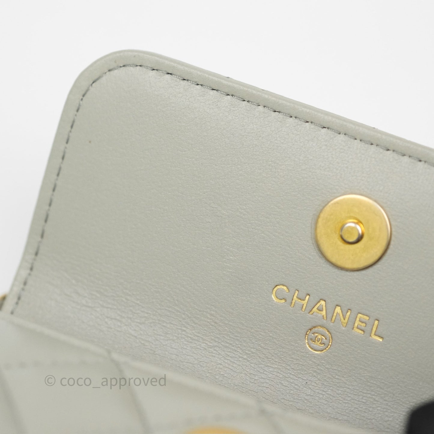 Chanel Pearl Crush Mini Clutch Belt Bag Grey Lambskin Aged Gold Hardware