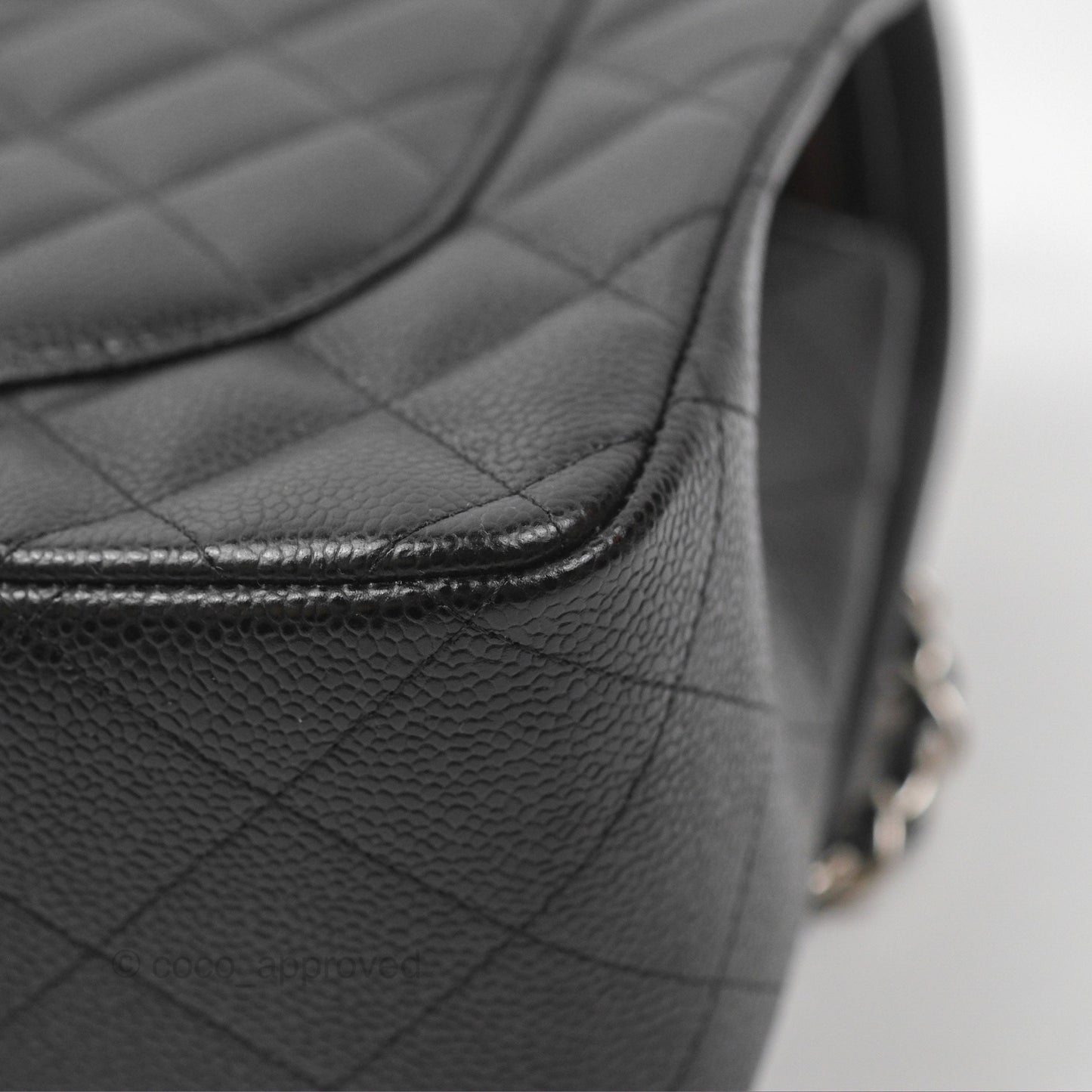 Chanel Jumbo Double Flap Quilted Black Caviar Silver Hardware