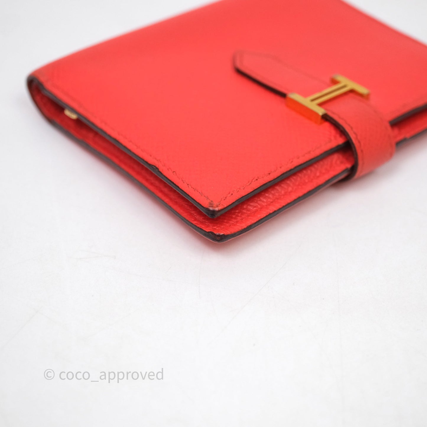 Hermes Bearn Wallet Rouge Tomate S5 Epsom Gold Hardware