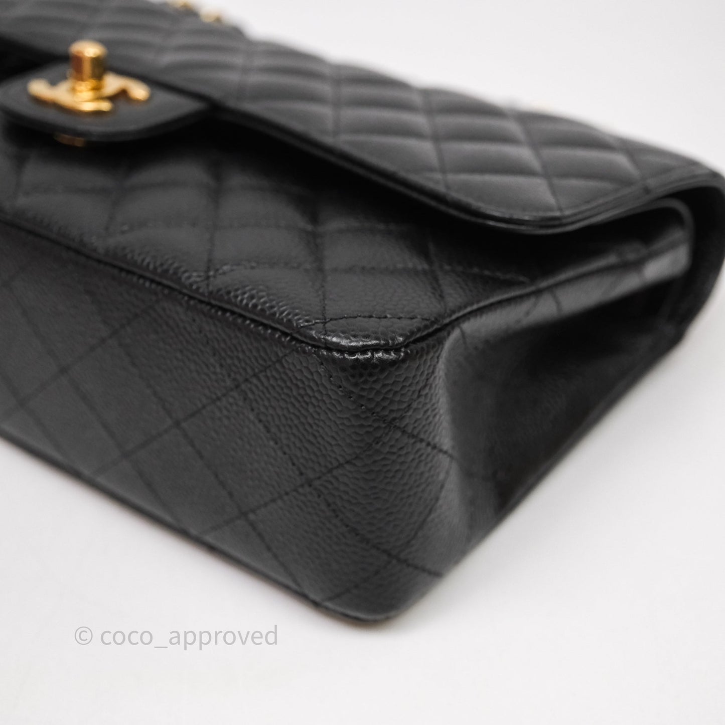 Chanel Medium Classic Flap Quilted Black Caviar Gold Hardware