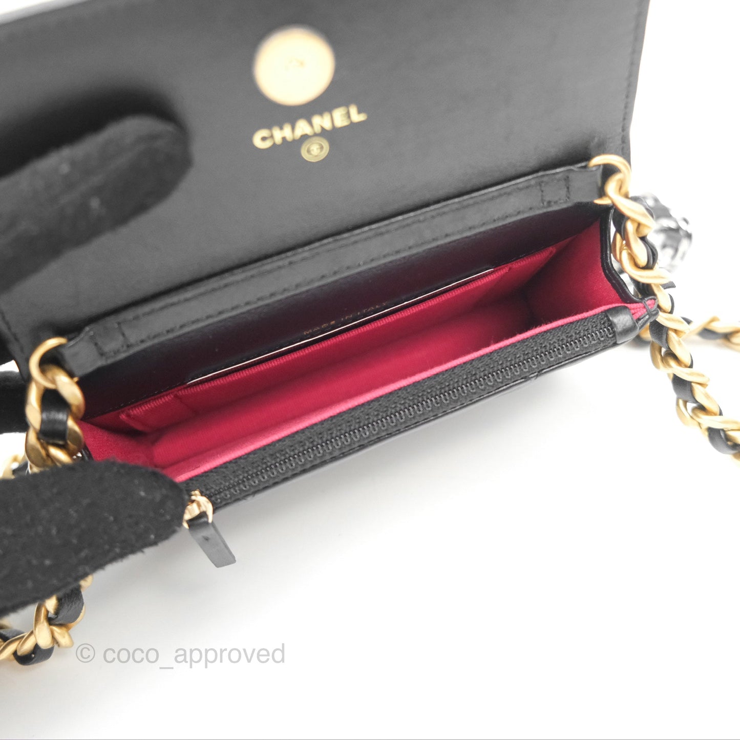 Chanel 19 Clutch With Chain Black Lambskin Mixed Hardware