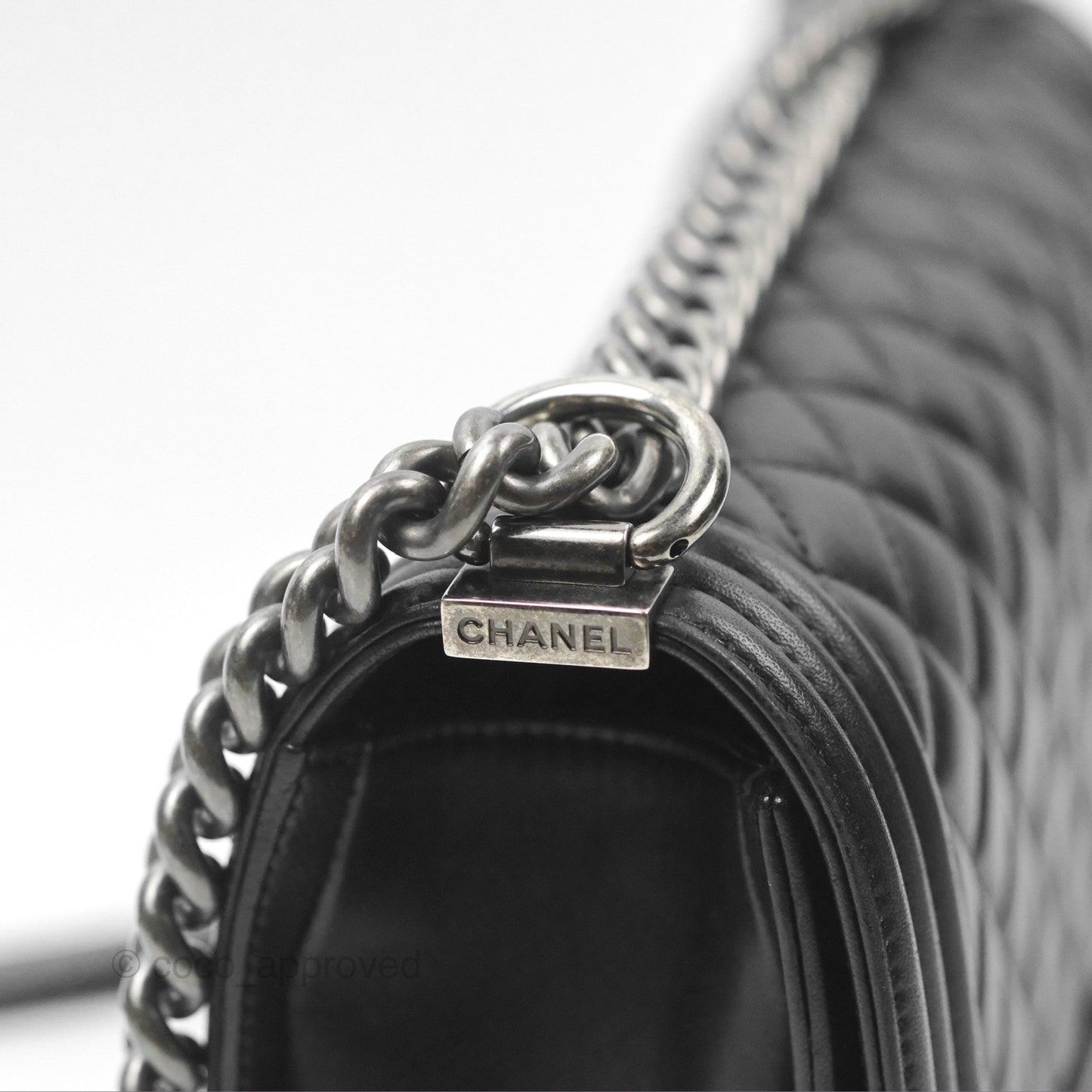 Chanel Quilted Medium Boy Black Calfskin Ruthenium Hardware