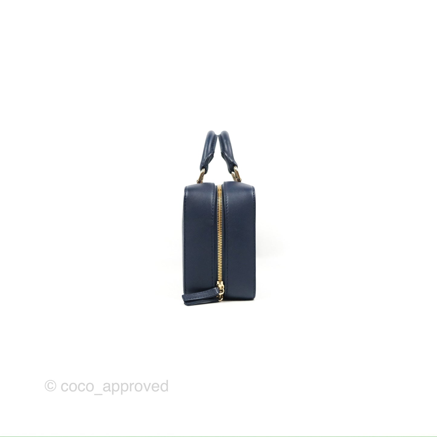 Chanel Quilted Travel Kit Vanity Case Navy Calfskin Gold Hardware