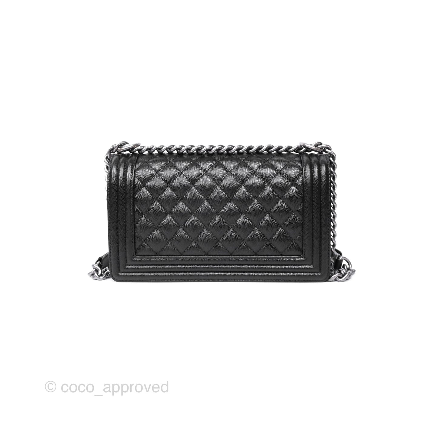 Chanel Medium Boy Quilted Black Caviar Ruthenium Hardware