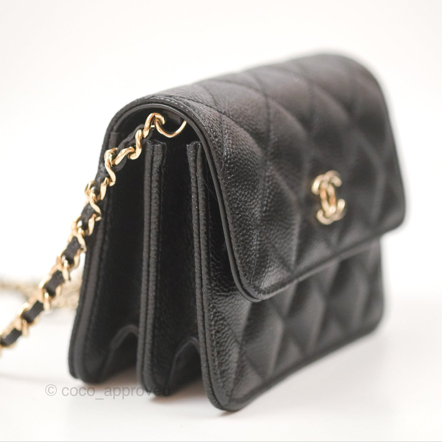 Chanel Mini Clutch with Ribbon Bow Chain Black Caviar Gold Hardware 23S
