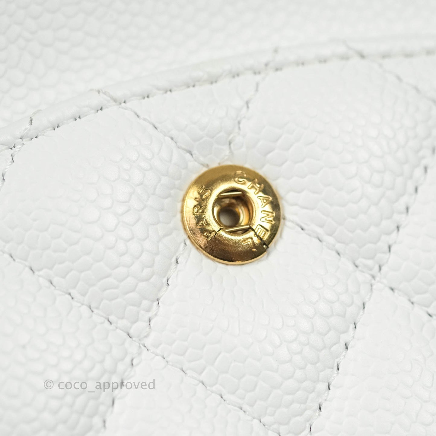 Chanel M/L Medium Double Flap Bag White Caviar Gold Hardware