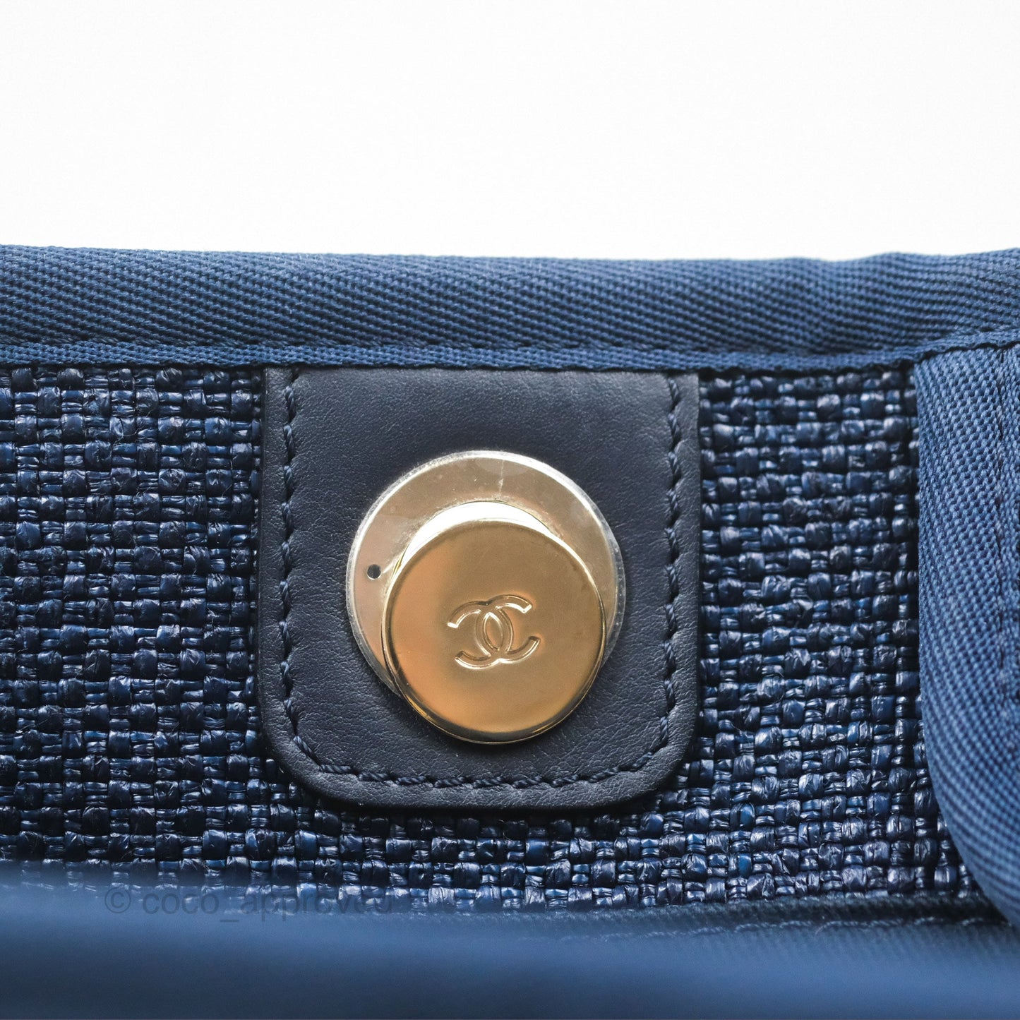 Chanel Medium Deauville Navy Canvas Gold Hardware