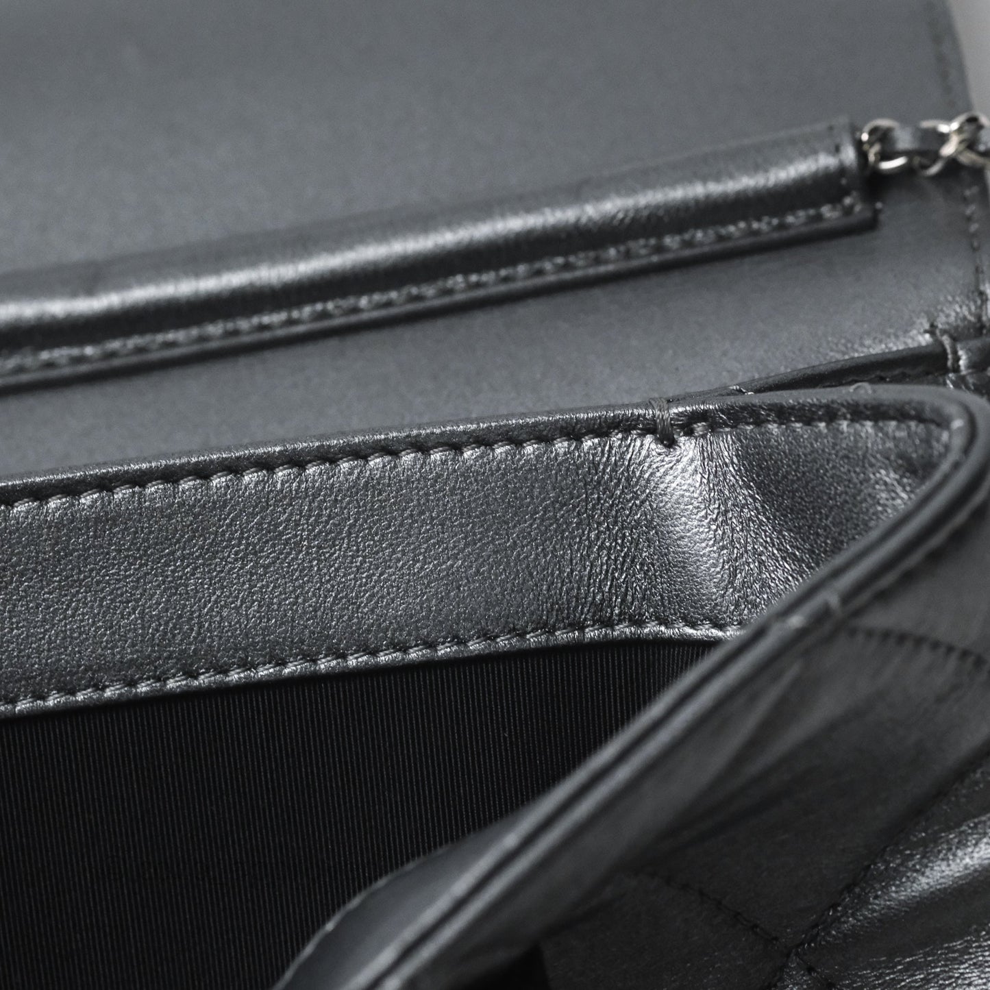 Chanel Clutch with Chain Metallic Dark Grey Silver Hardware