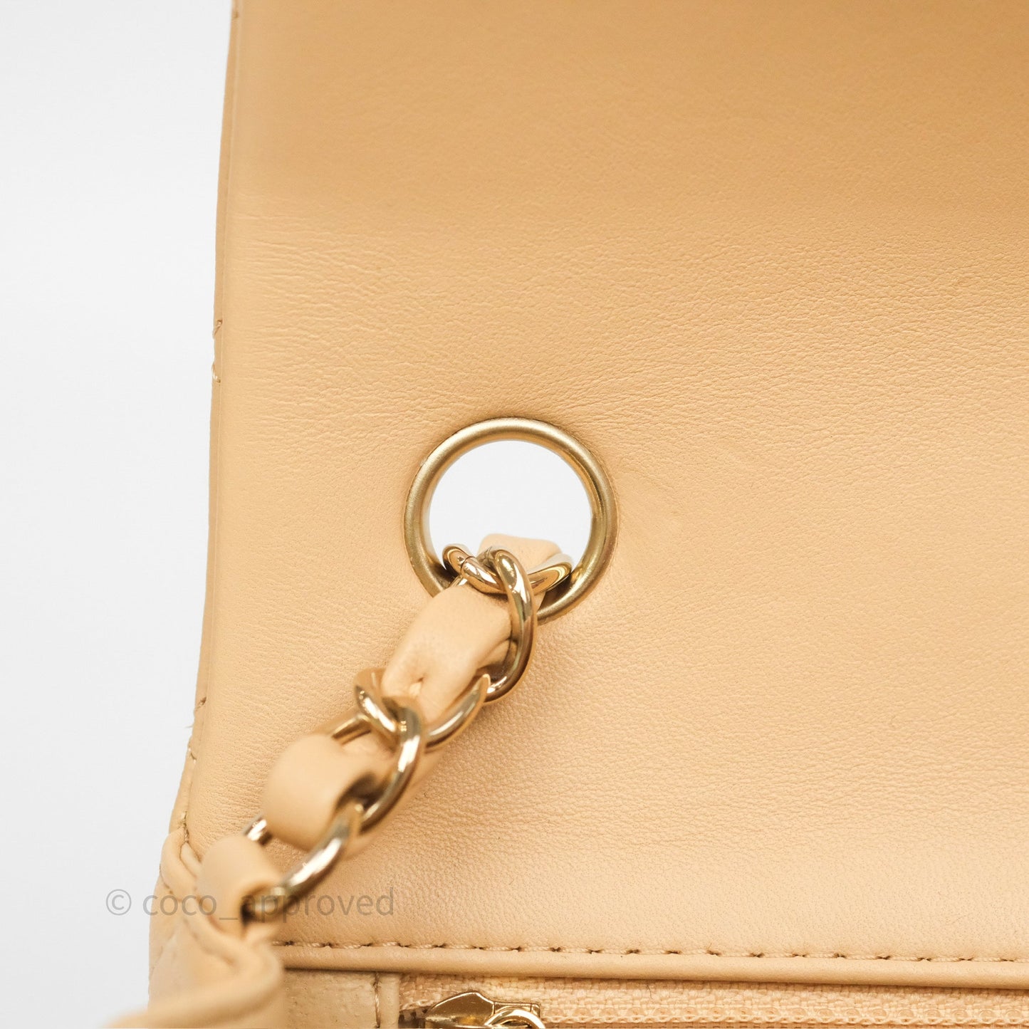 Chanel Mini Rectangular Quilted Beige Lambskin Gold Hardware