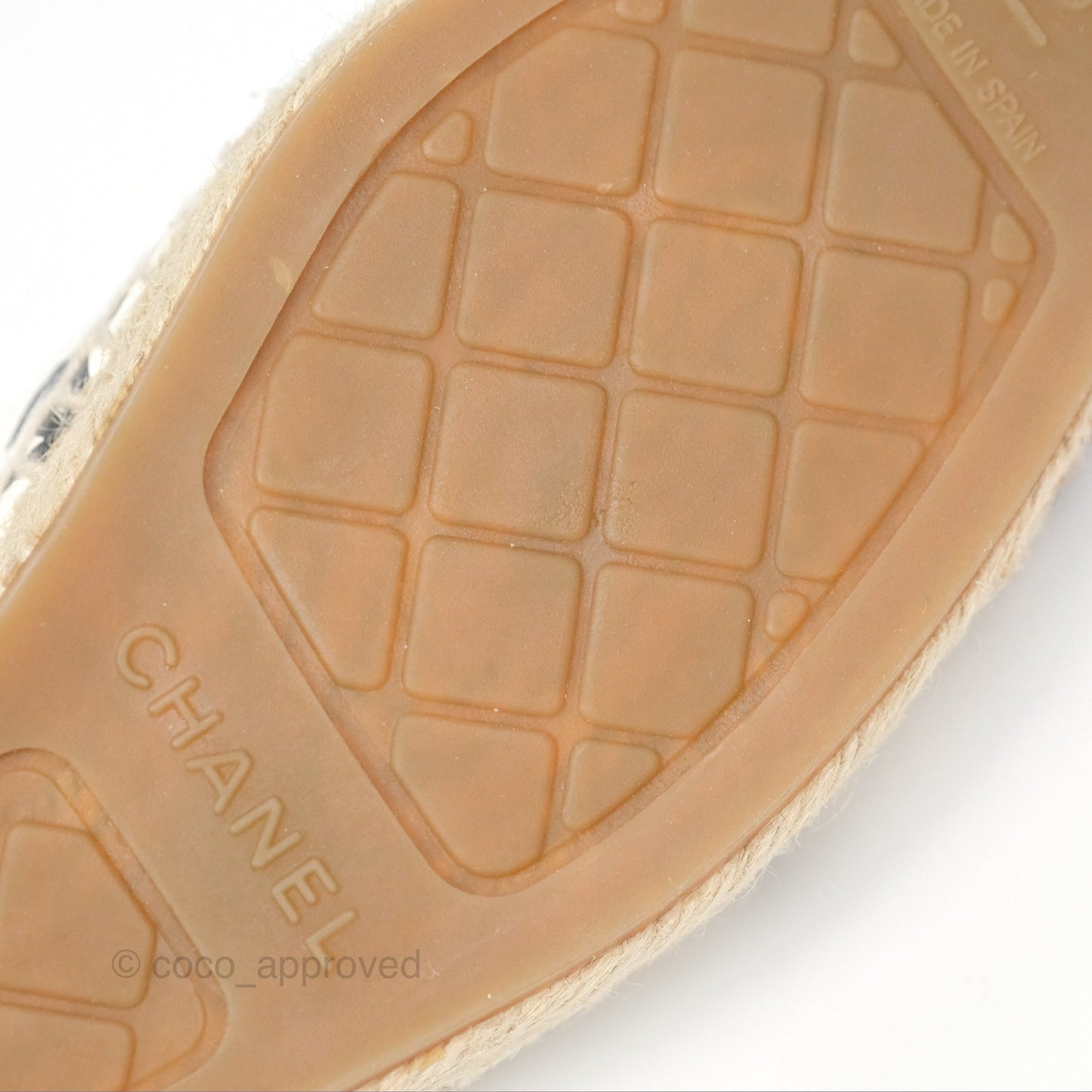 Chanel Printed CC Espadrilles White/Black Lambskin Size 38