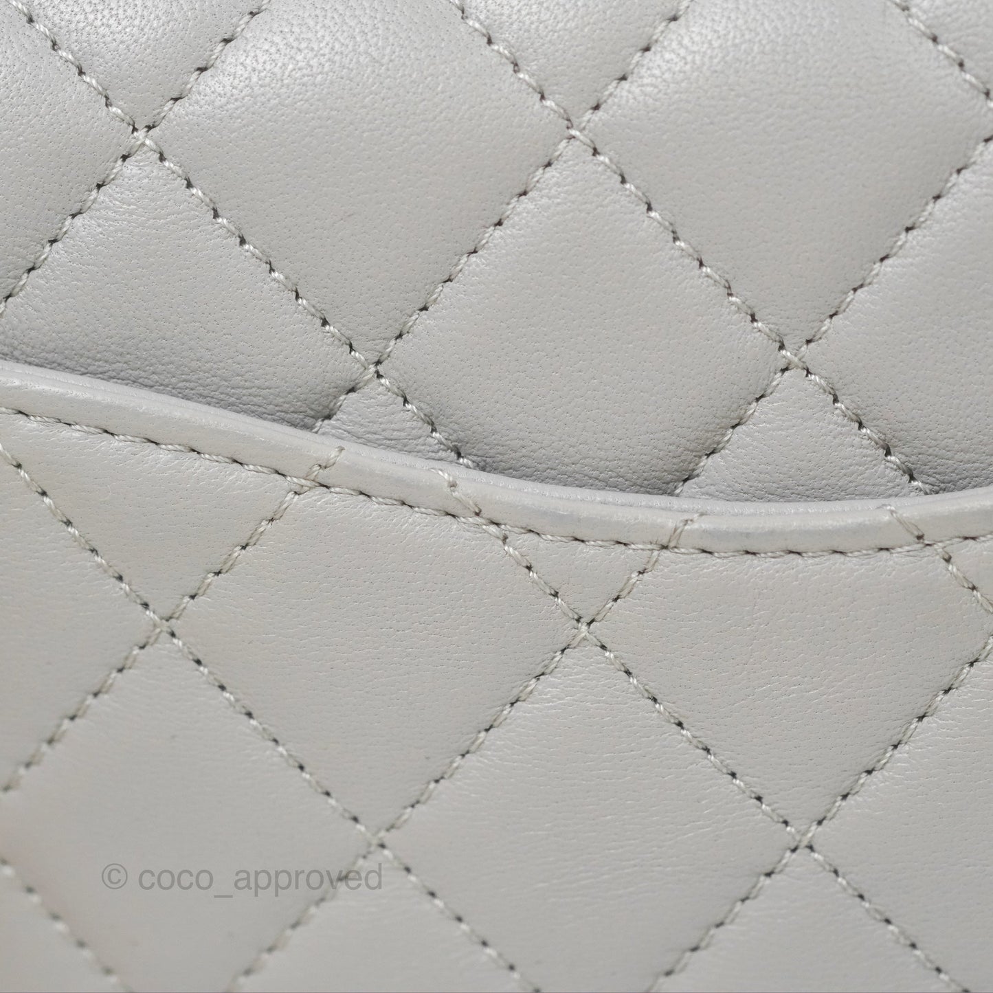 Chanel Pearl Crush Mini Square Quilted Light Grey Lambskin Aged Gold Hardware
