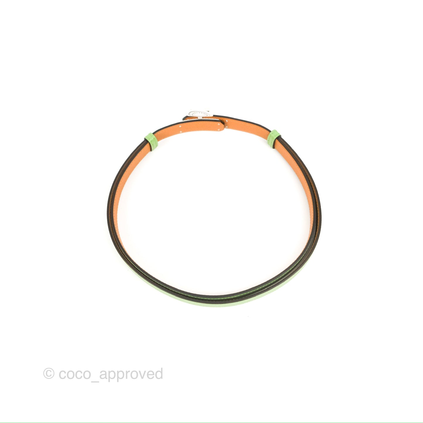 Hermès Kelly (Pocket) Belt 18 Vert Criquet / Chai Epsom Palladium Hardware
