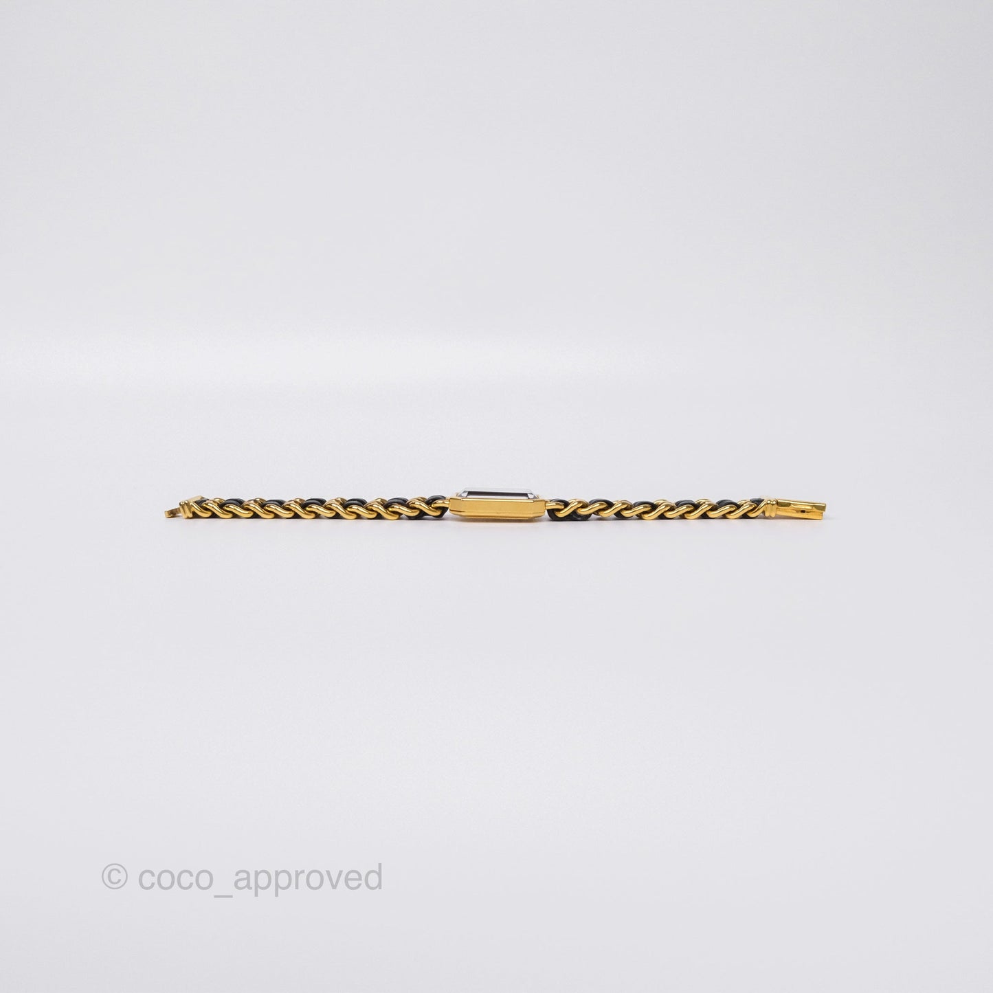 Chanel Vintage Première Watch Black Leather Gold Plated Size L