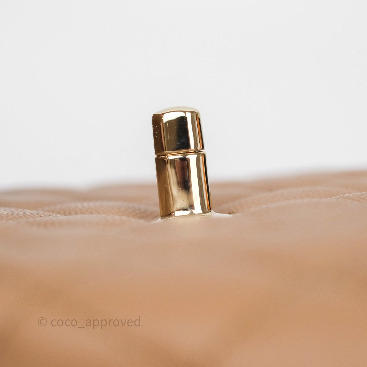 Chanel Small Coco Handle Quilted Beige Caviar Gold Hardware