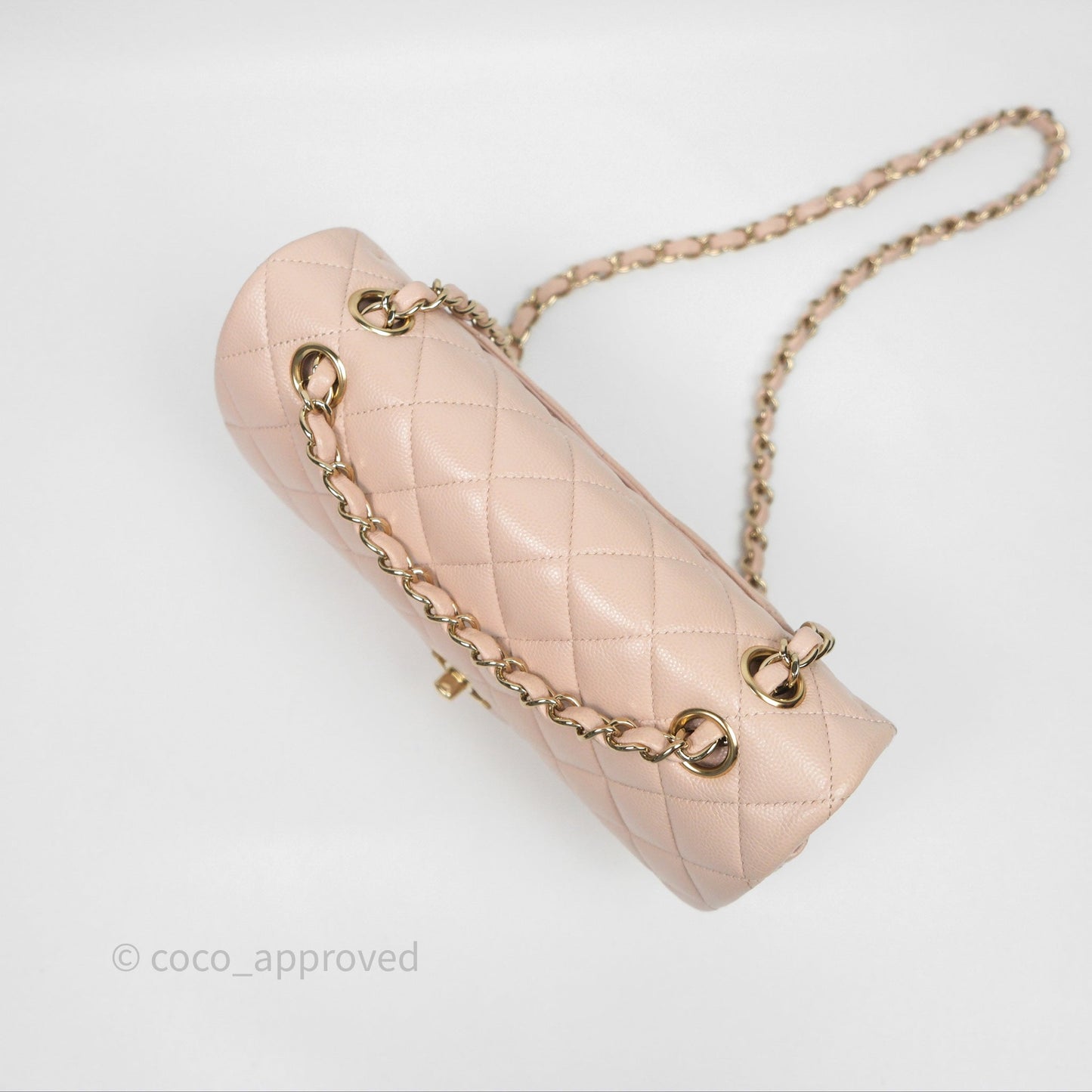 Chanel Small Classic Flap Quilted Rose Clair Caviar Gold Hardware