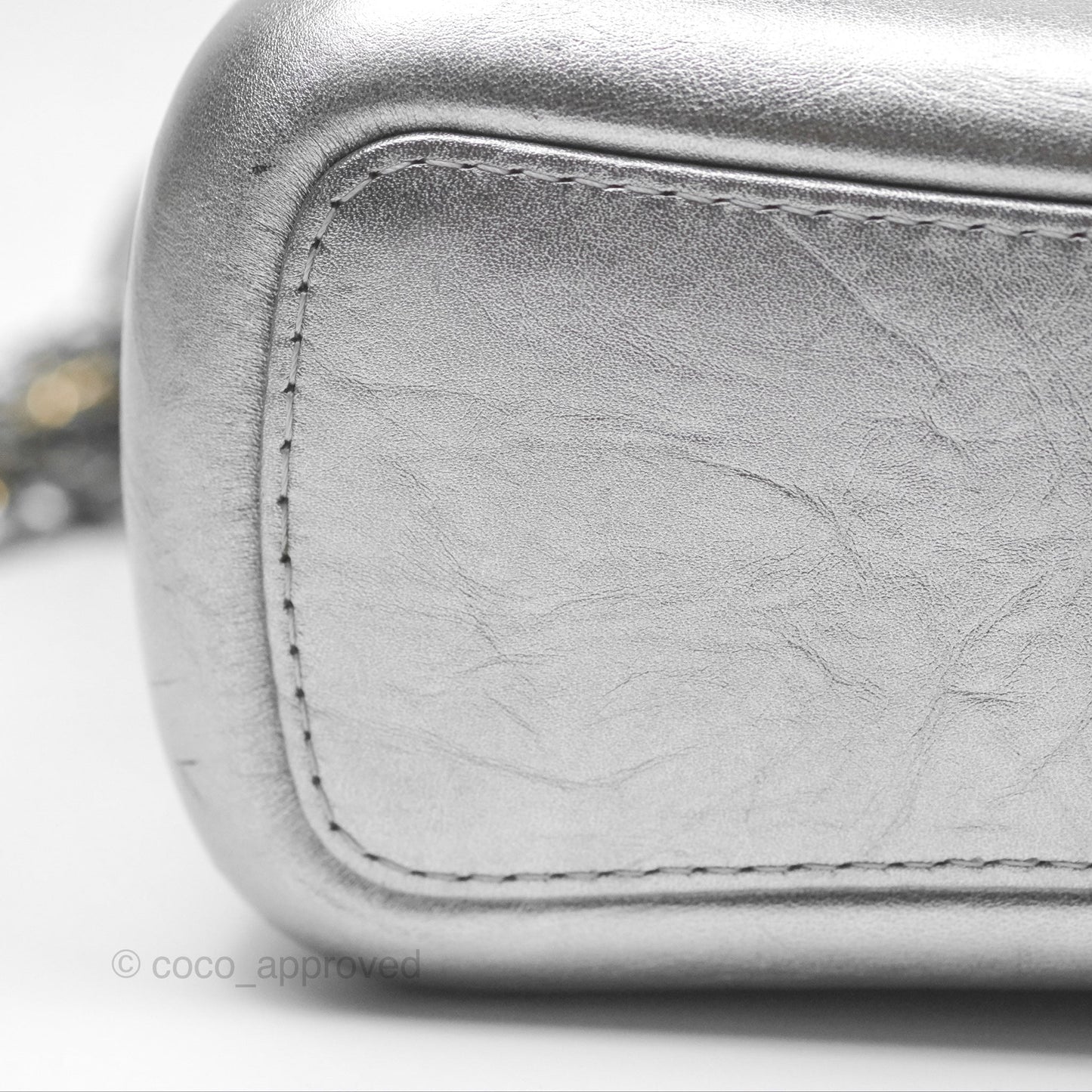 Chanel Large Gabrielle Hobo Metallic Silver Aged Calfskin Mixed Hardware