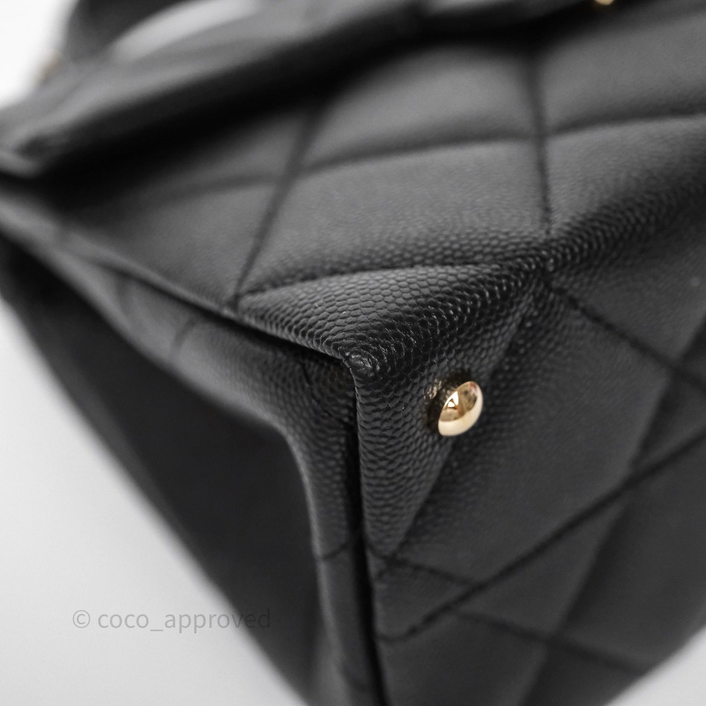 Chanel Quilted Small Top Handle Flap Bag Black Caviar Gold Hardware