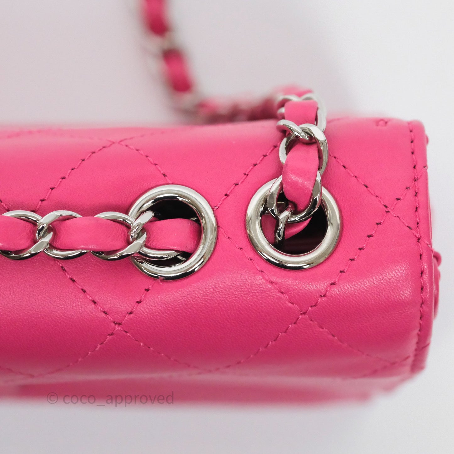 Chanel Stitched Double Flap Bag Pink Calfskin Silver Hardware