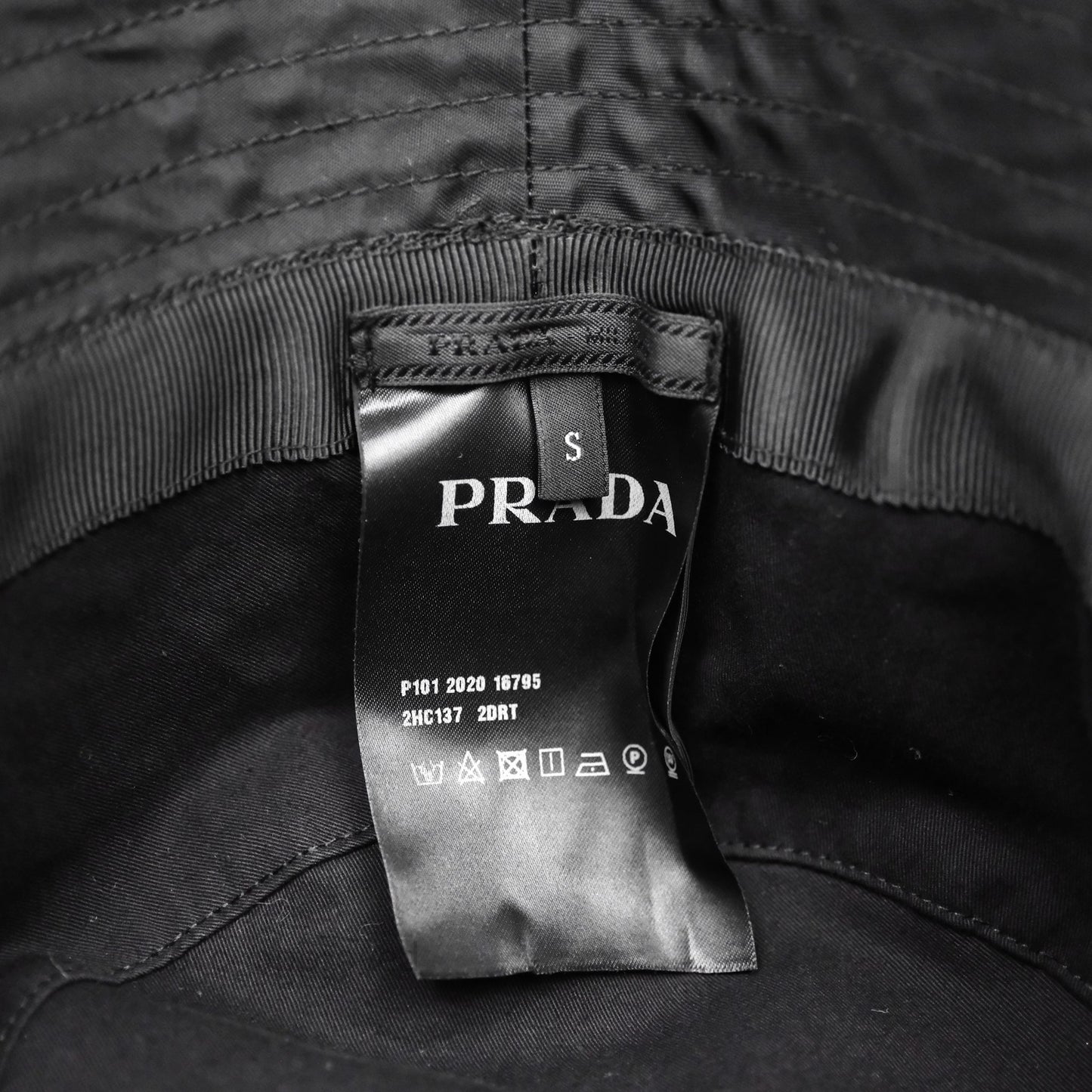 Prada Re-Nylon Logo Bucket Hat Black