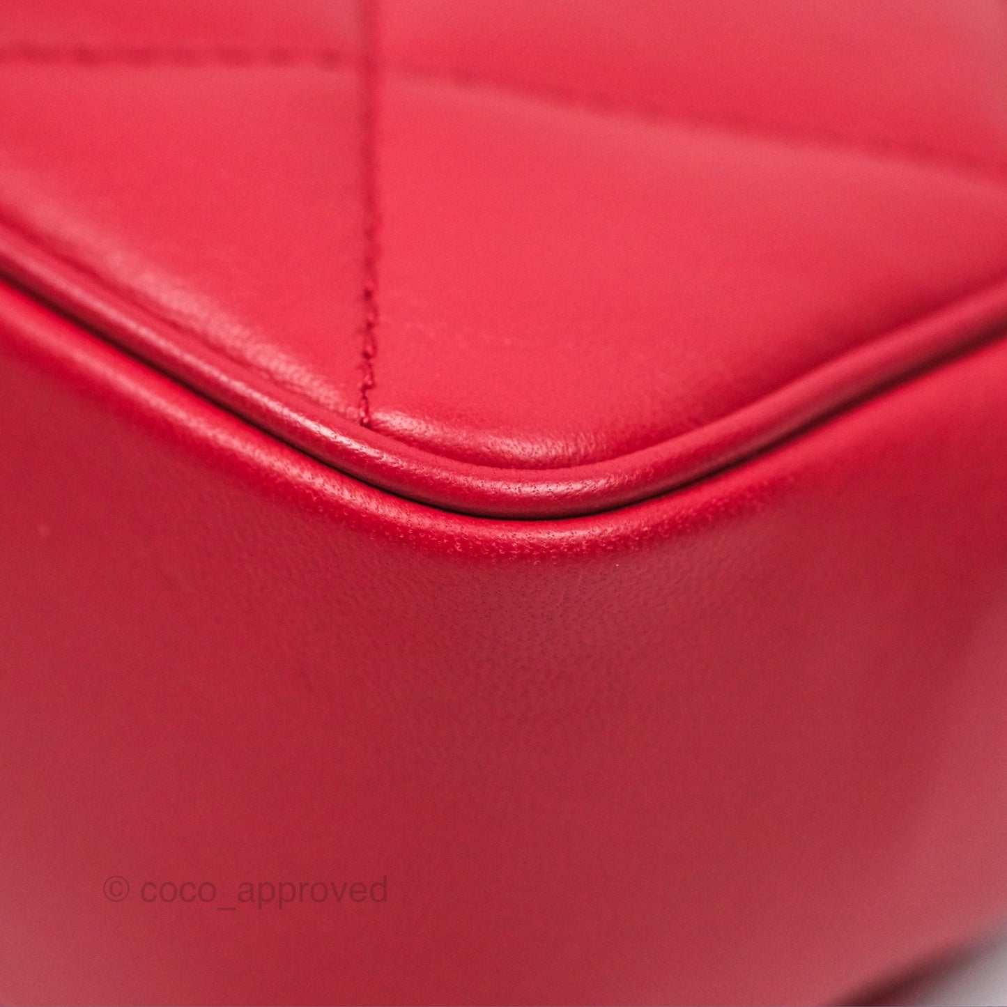 Chanel Easy Carry Flap Bag With Handle Red Lambskin Gold Hardware
