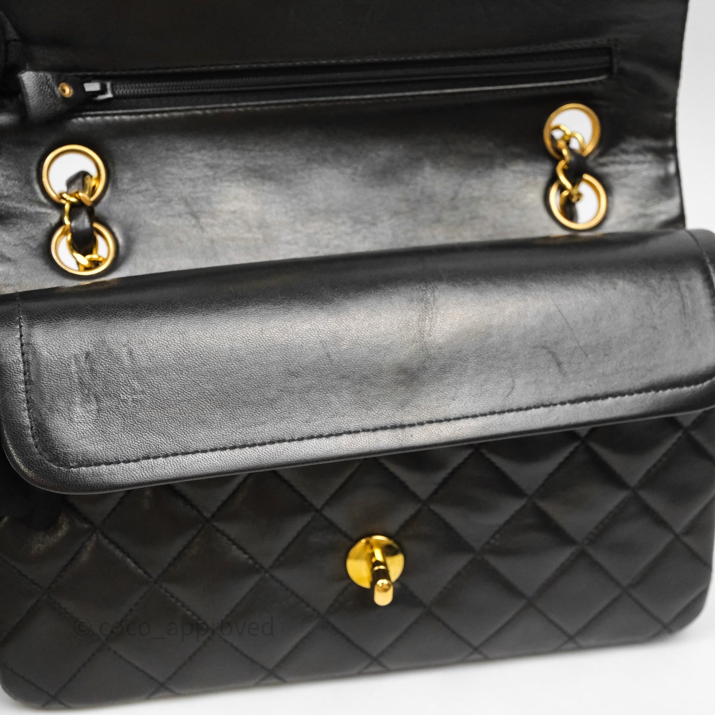 Chanel Vintage Classic Small Flap Bag Black Lambskin 24K Gold Hardware