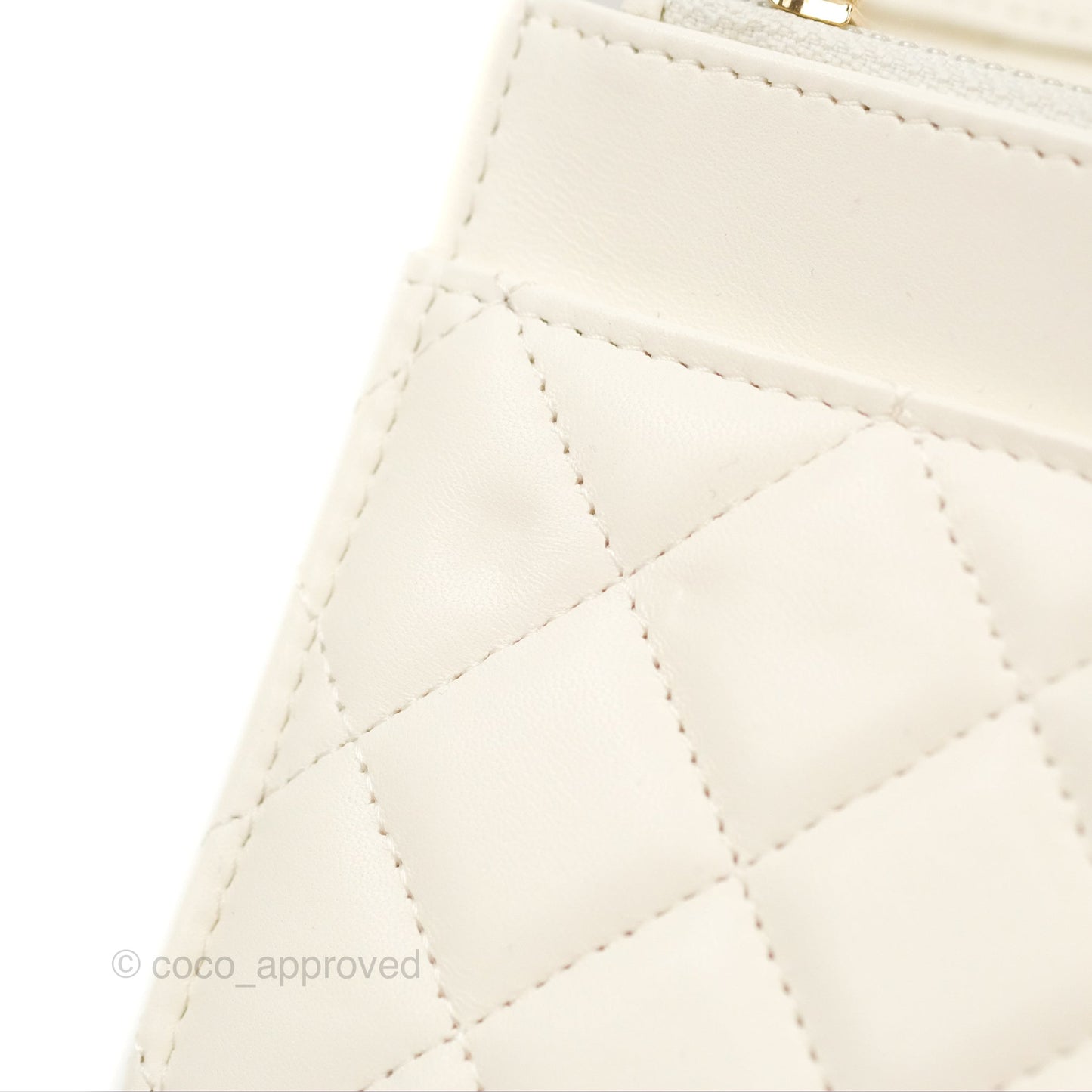 Chanel Quilted Pearl Crush Wallet on Chain WOC White Lambskin Aged Gold Hardware