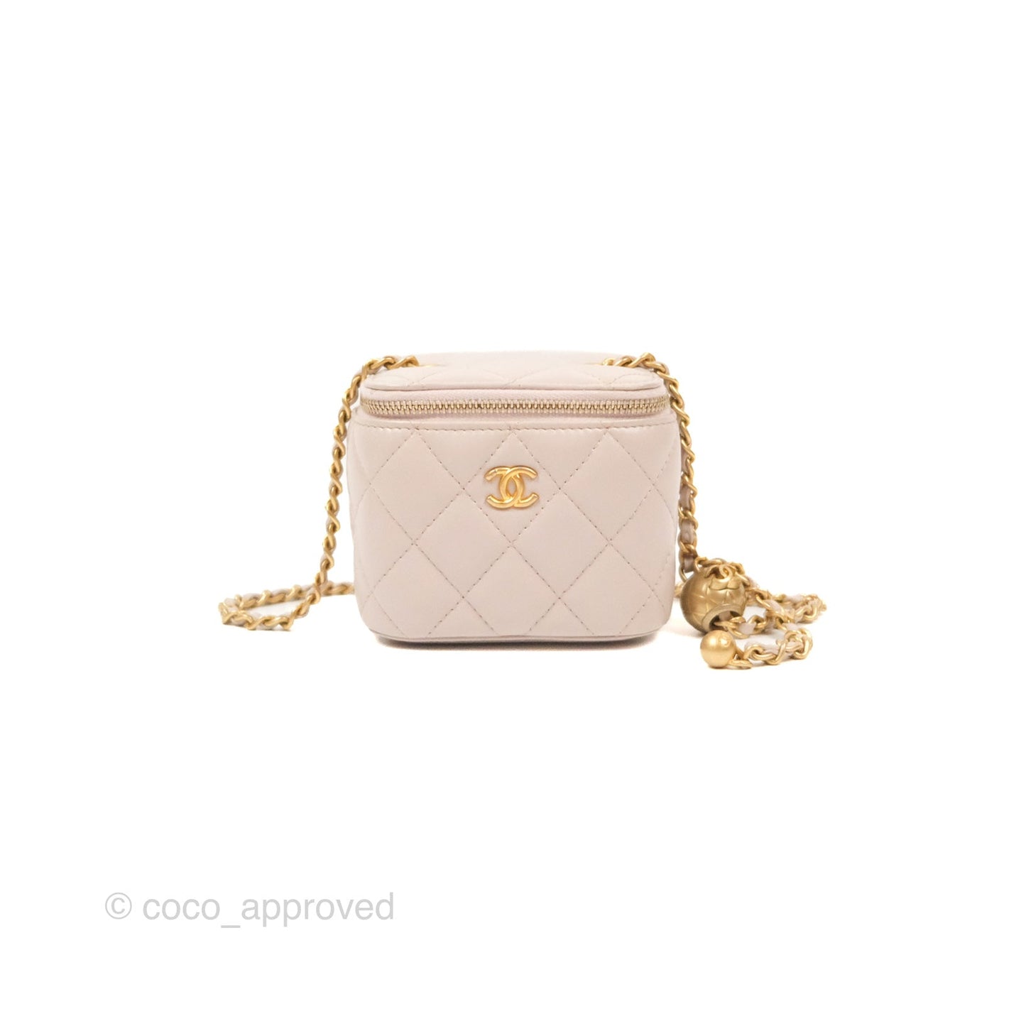 Chanel Classic Pearl Crush Mini Vanity With Chain Lilac Pink Lambskin Aged Gold Hardware