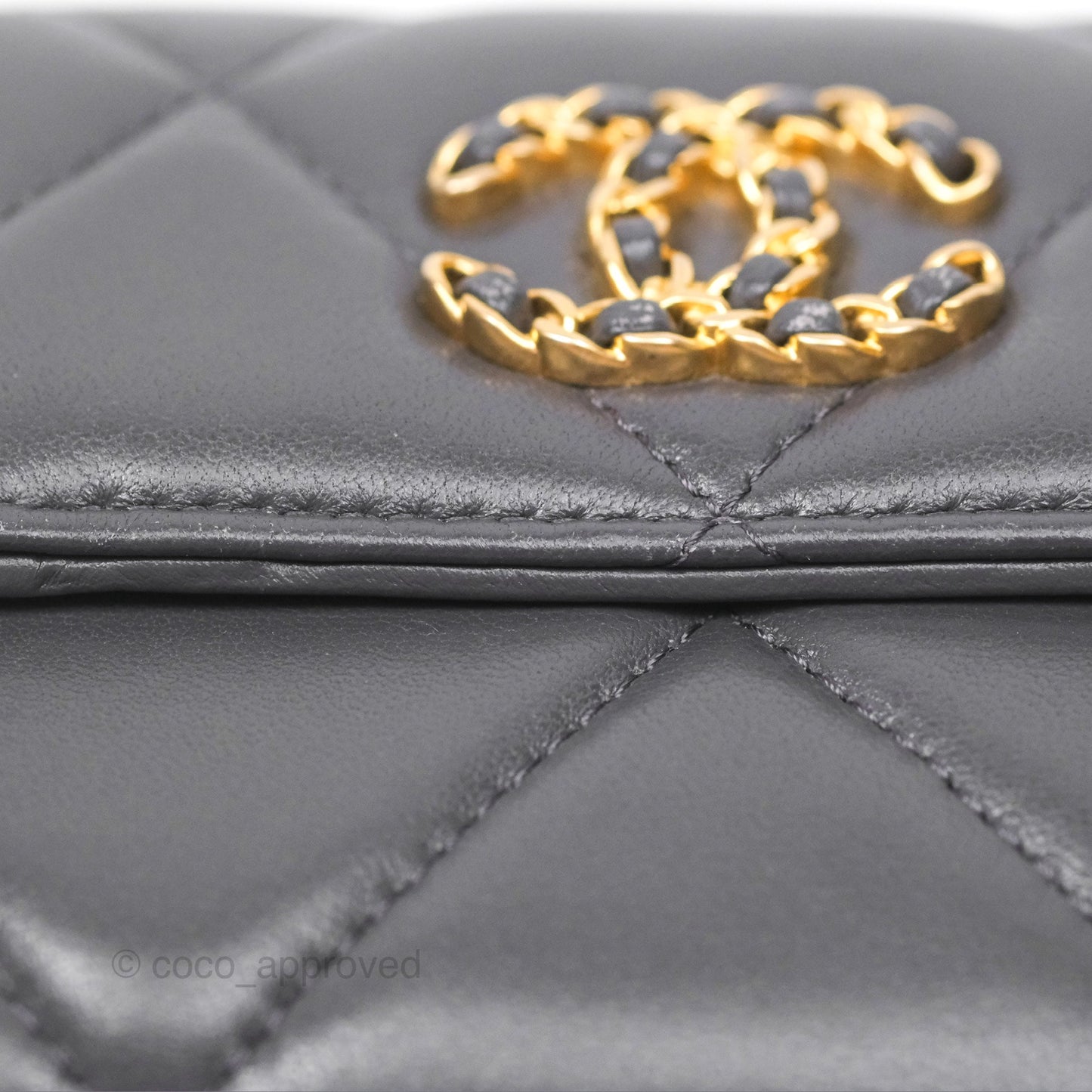 Chanel 19 Short Flap Wallet Grey Gold Hardware