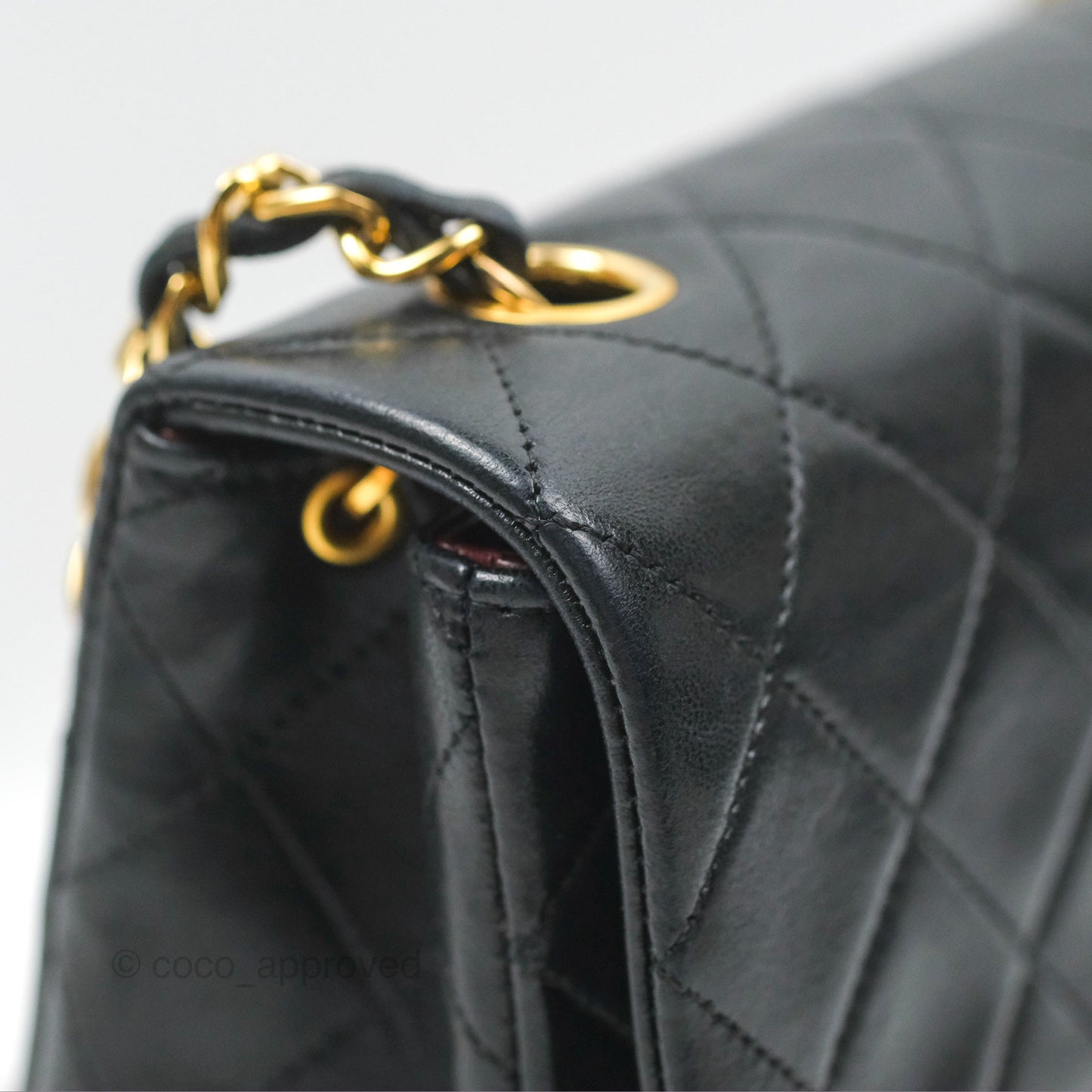 Chanel Vintage Square Flap Bag Black Lambskin 24K Gold Hardware