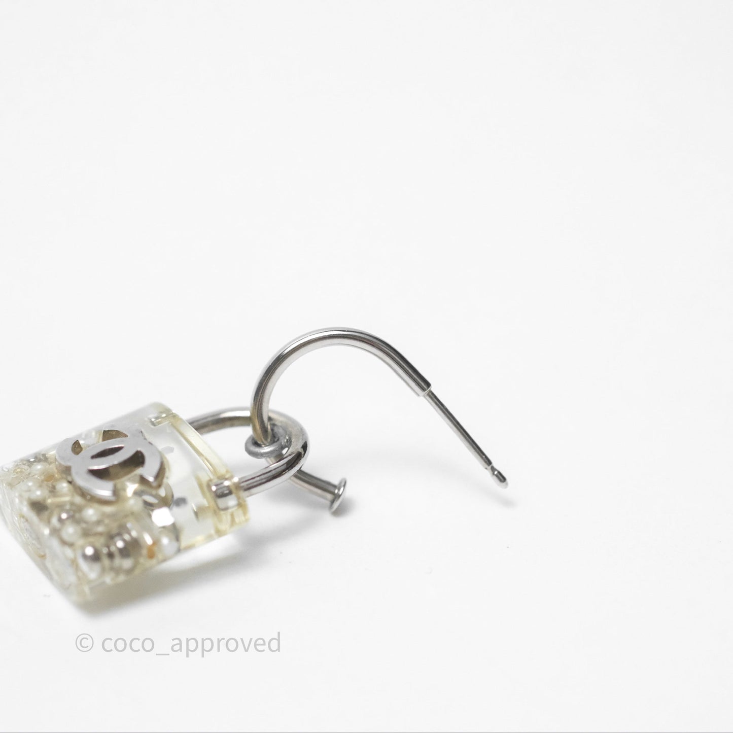 Chanel CC Padlock Resin Drop Earrings 14K