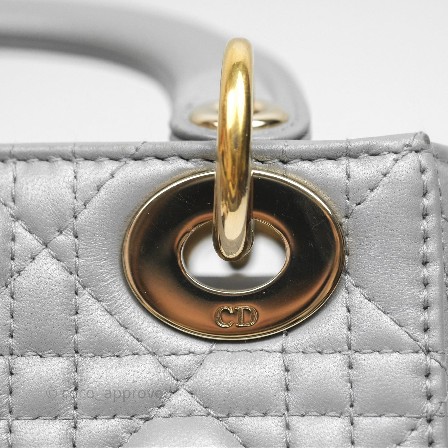 Christian Dior Mini Lady Dior Iridescent Grey Lambskin Cannage Gold Hardware