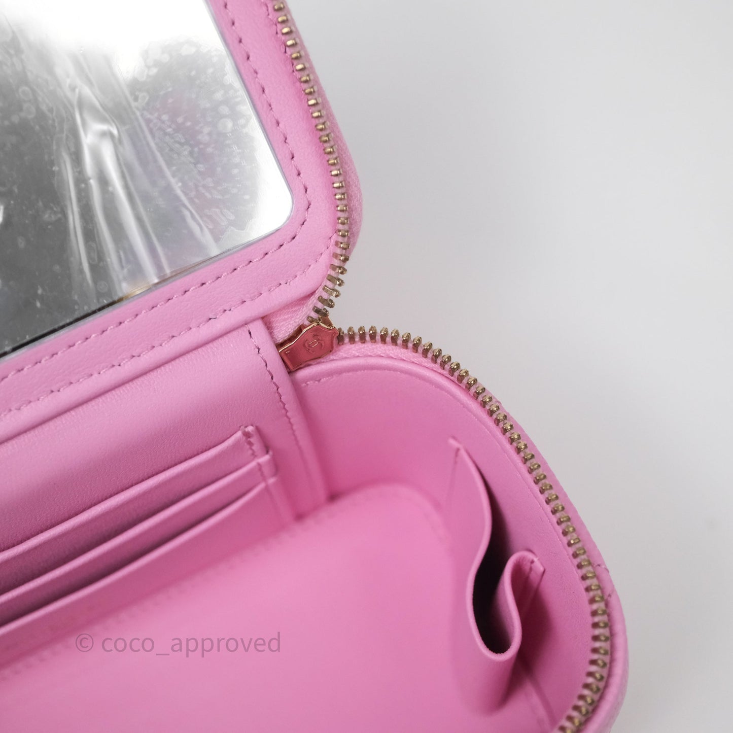 Chanel Vanity with Heart Adjustable Chain Pink Caviar Aged Gold Hardware