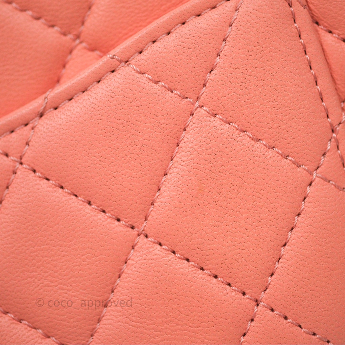Chanel Pearl Crush Mini Square Quilted Peachy Pink Lambskin Aged Gold Hardware