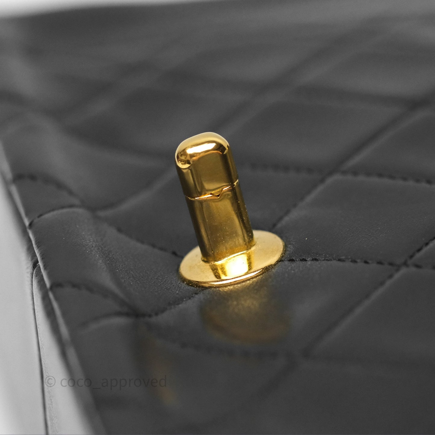Chanel Medium Vintage Quilted Classic Diana Flap Bag Black Lambskin 24K Gold Hardware