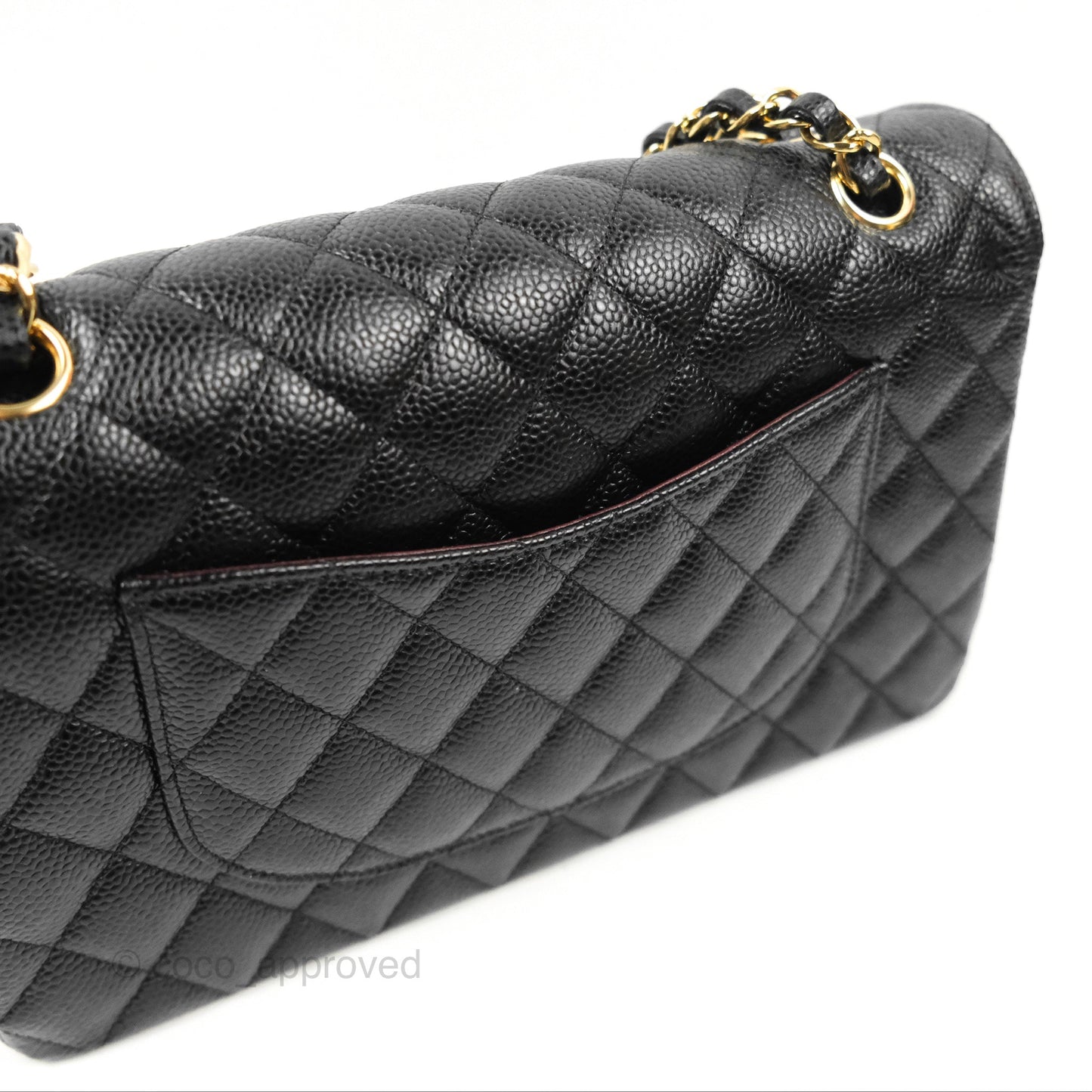 Chanel Classic M/L Medium Flap Quilted Black Caviar Gold Hardware