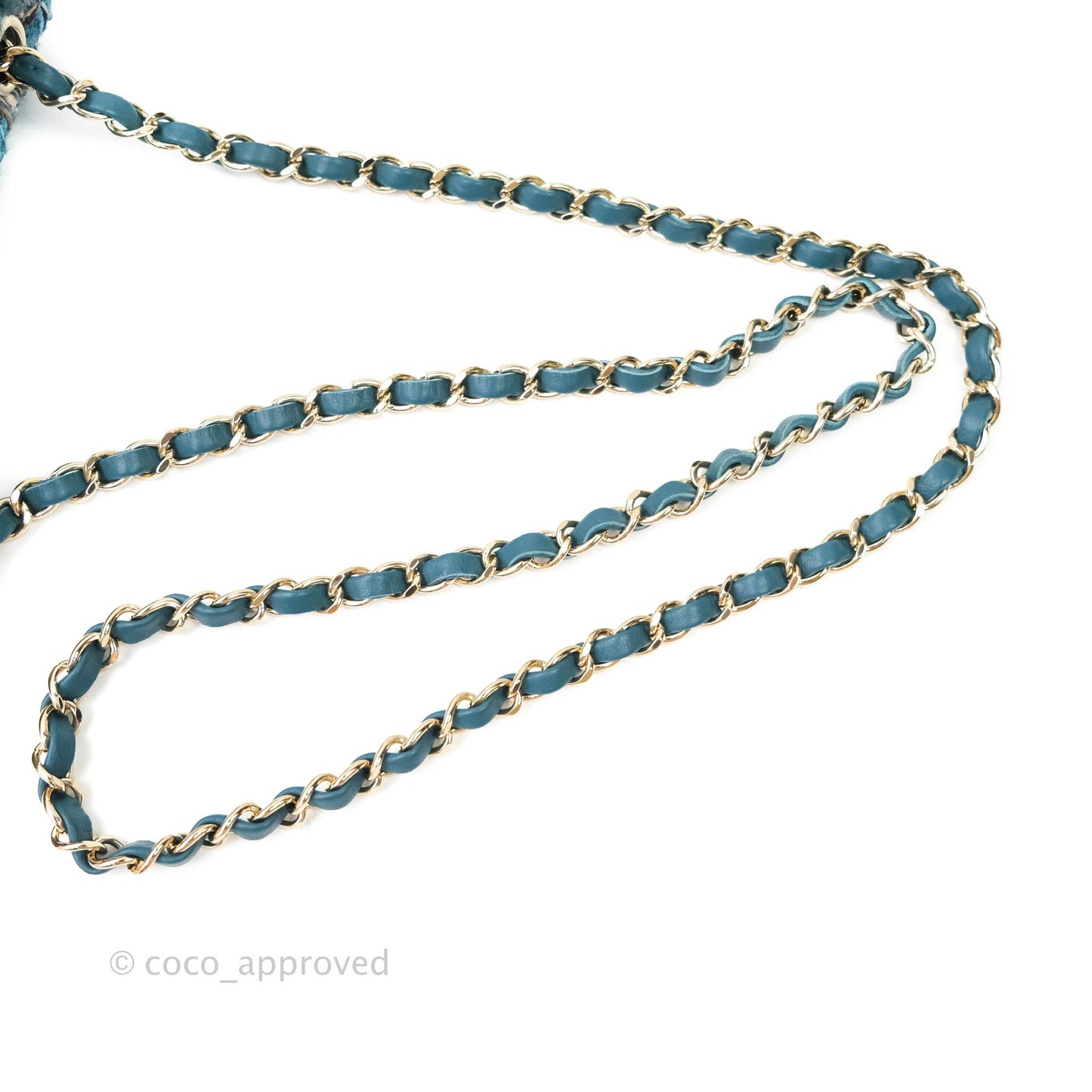 Chanel Quilted Mini Rectangular Turquoise Tweed Gold Hardware