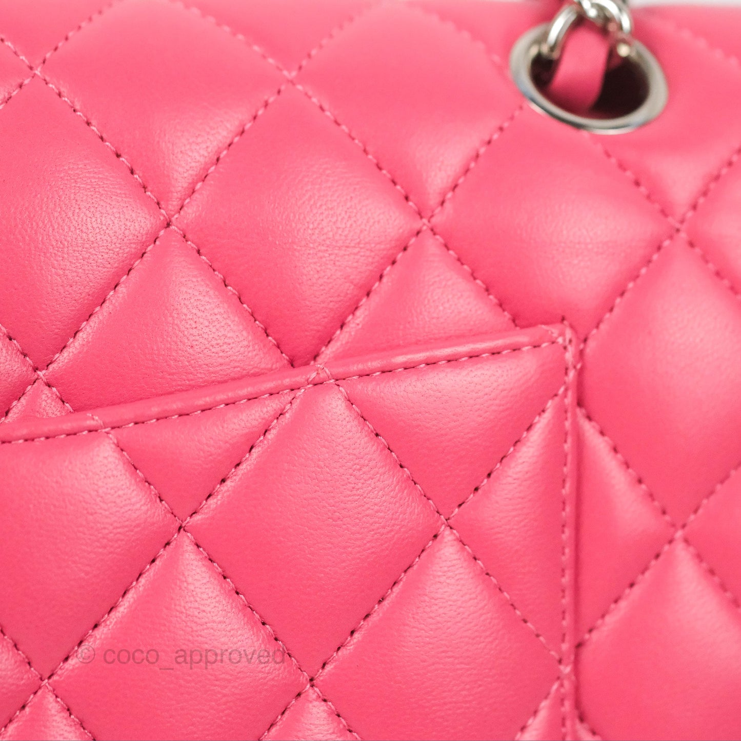 Chanel Classic M/L Medium Flap Quilted Pink Lambskin Silver Hardware