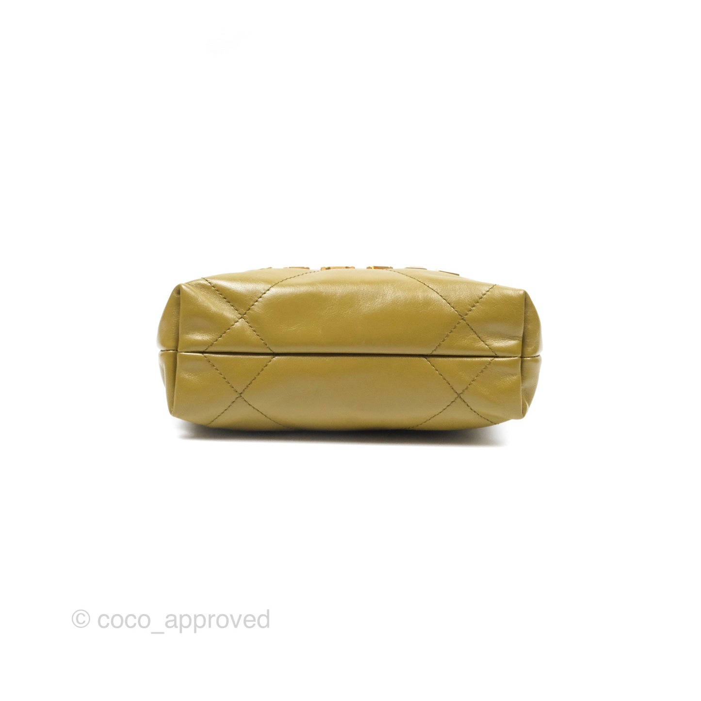 Chanel 22 Mini Bag Olive Shiny Crumpled Calfskin Aged Gold Hardware