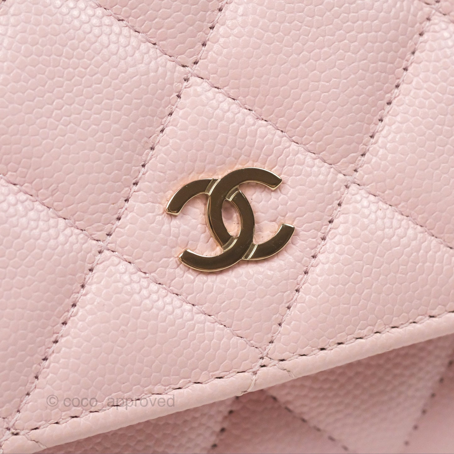Chanel Quilted Classic Wallet on Chain WOC Pink Caviar Gold Hardware