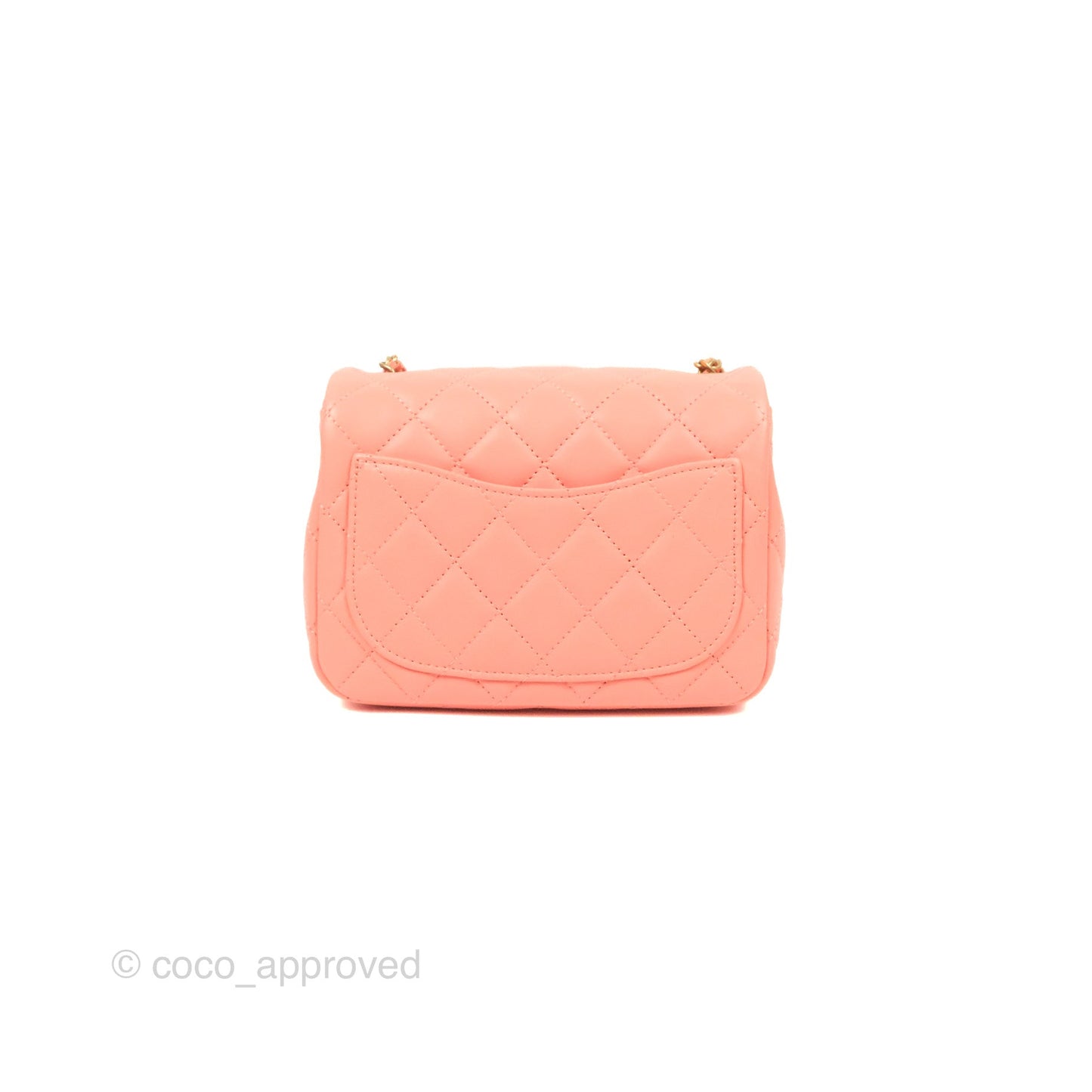 Chanel Pearl Crush Mini Square Quilted Pink Lambskin Aged Gold Hardware