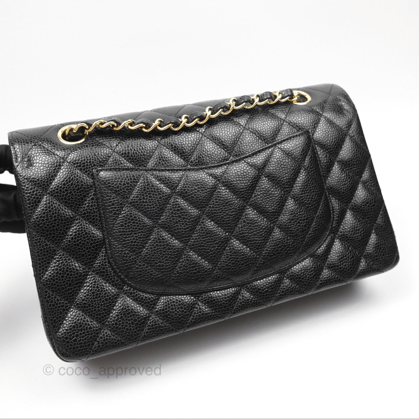Chanel Classic M/L Medium Flap Quilted Black Caviar Gold Hardware