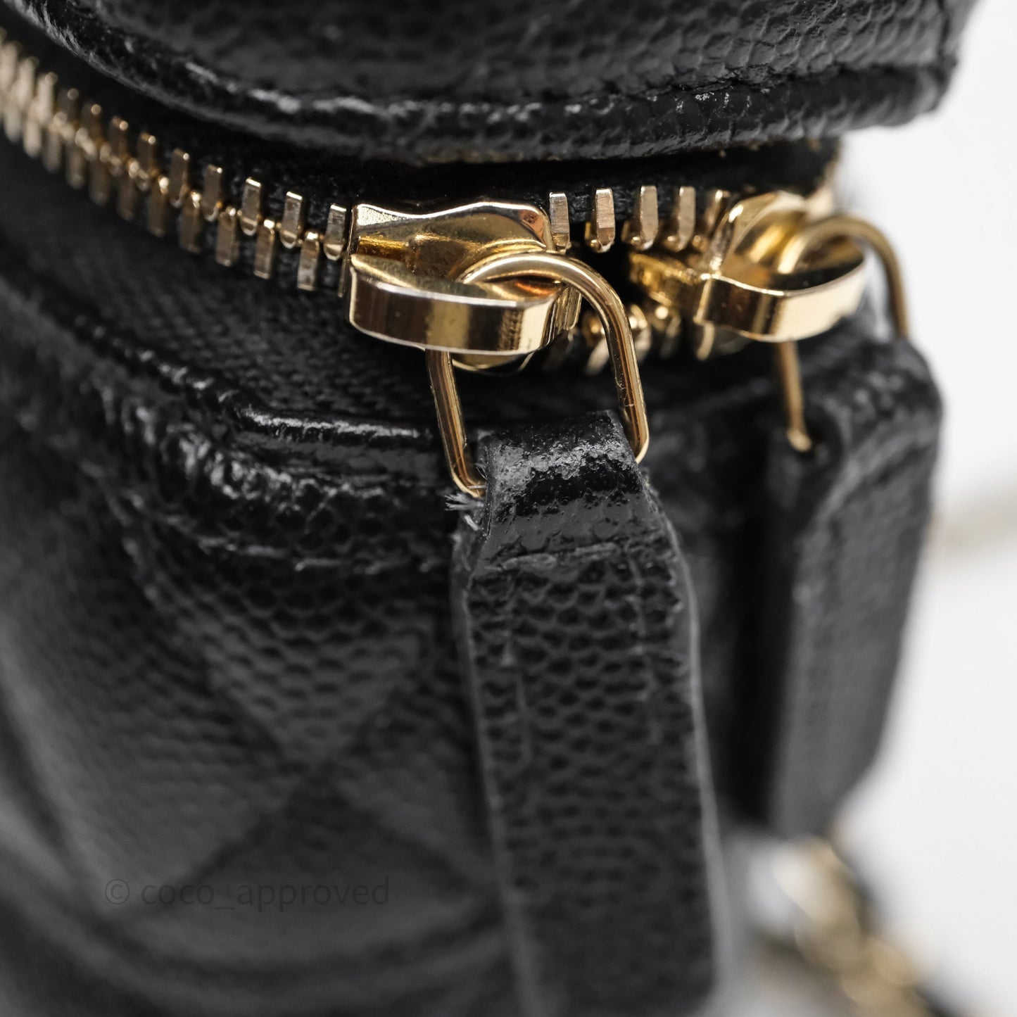 Chanel Top Handle Long Vanity with Chain Black Caviar Gold Hardware 25C