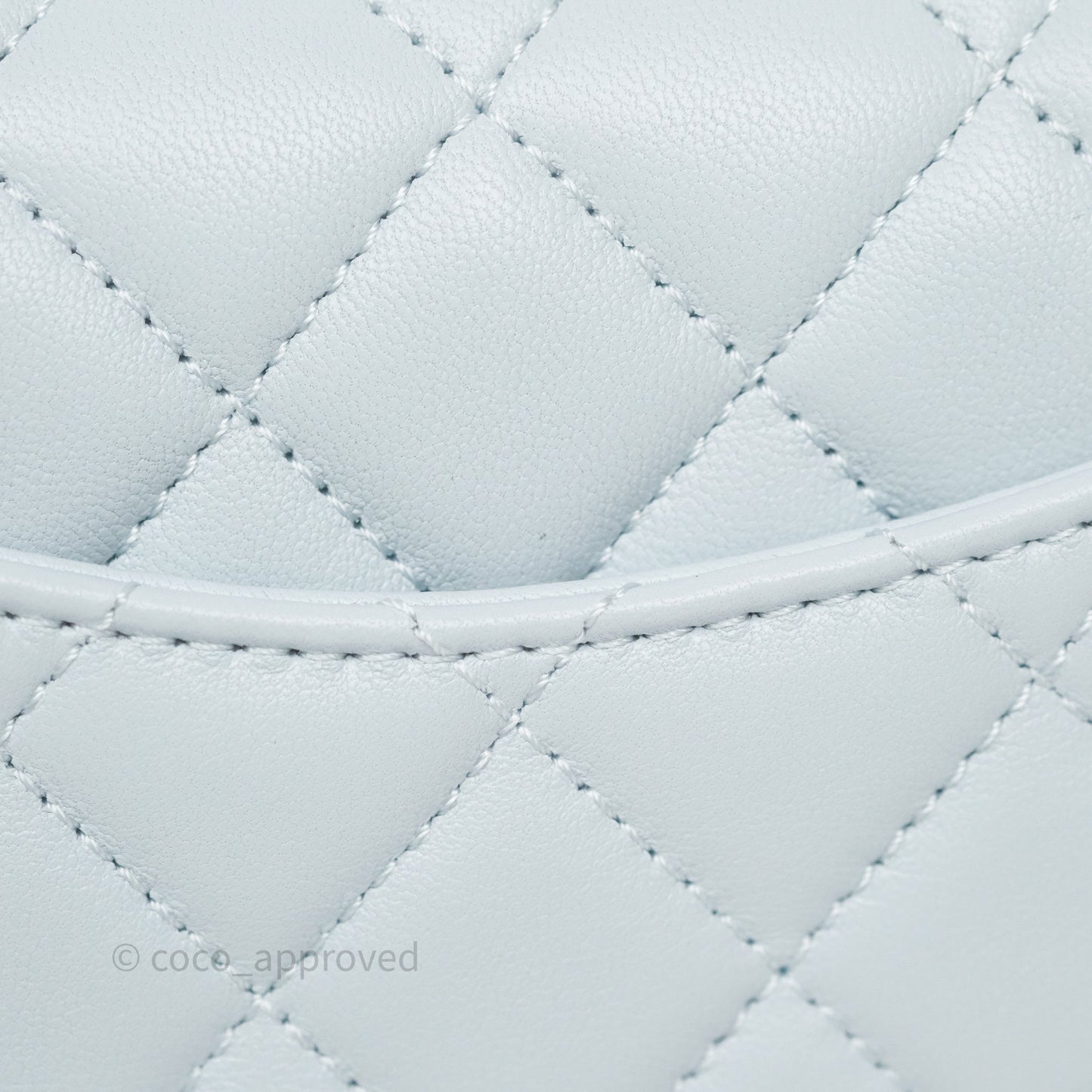 Chanel Pearl Crush Mini Rectangular Light Blue Lambskin Aged Gold Hardware