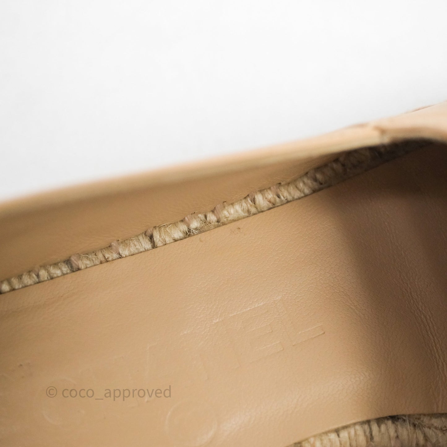 Chanel CC Espadrilles Beige Black Lambskin Size 36