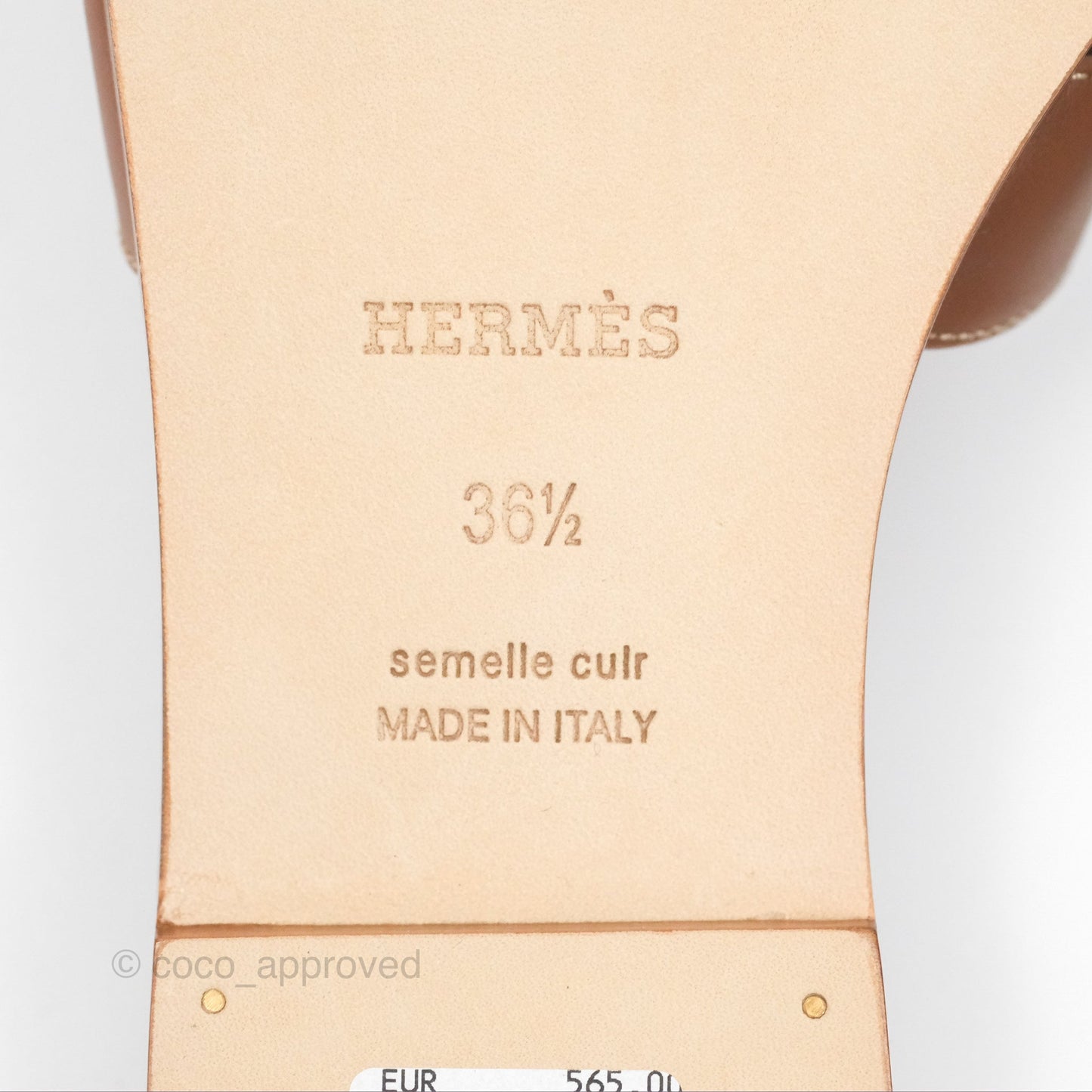 Hermès Oran Sandals Gold Swift Size 36.5